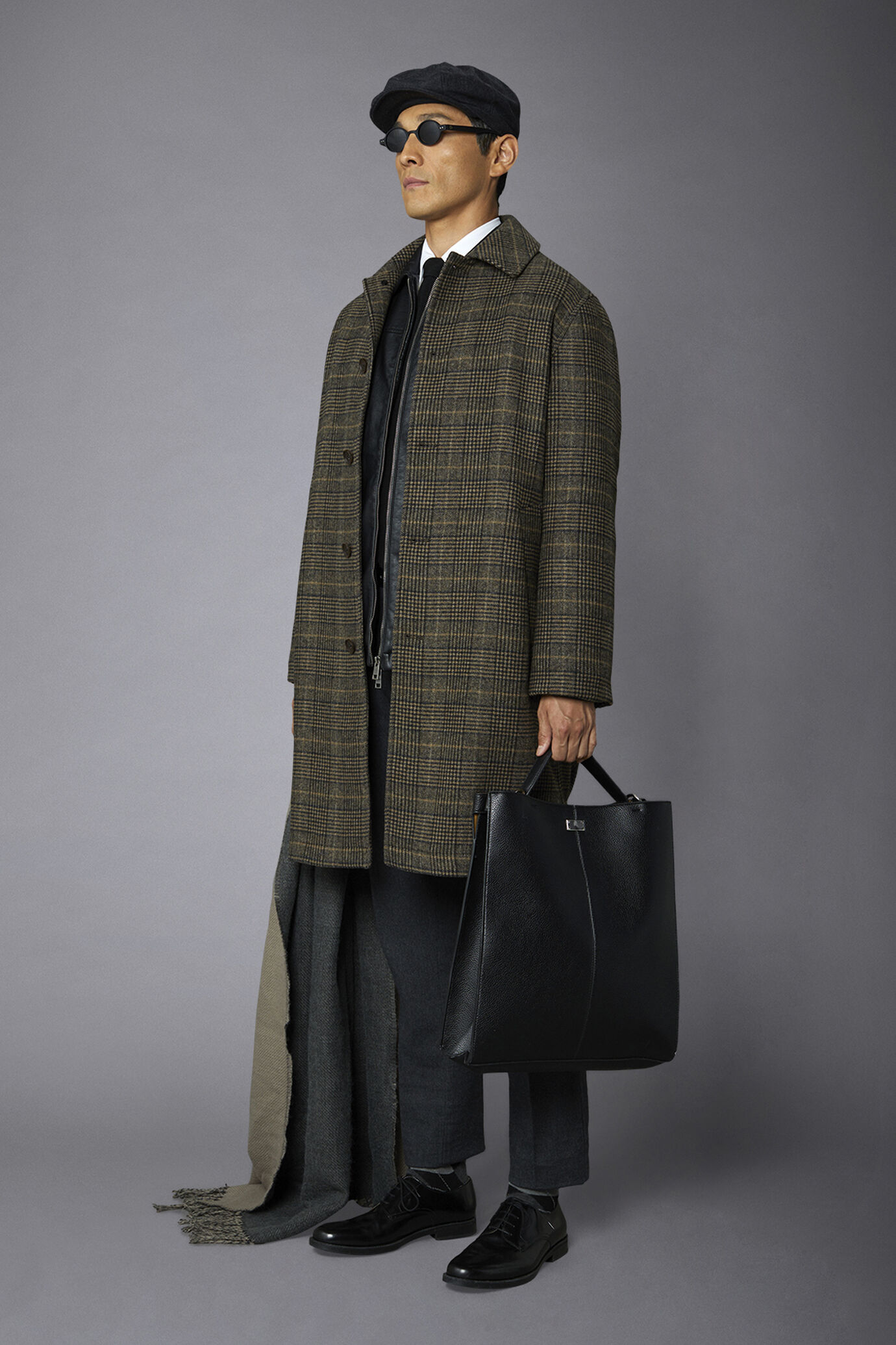 Manteau loden boutonnage simple mélange de laine à carreaux image number 1