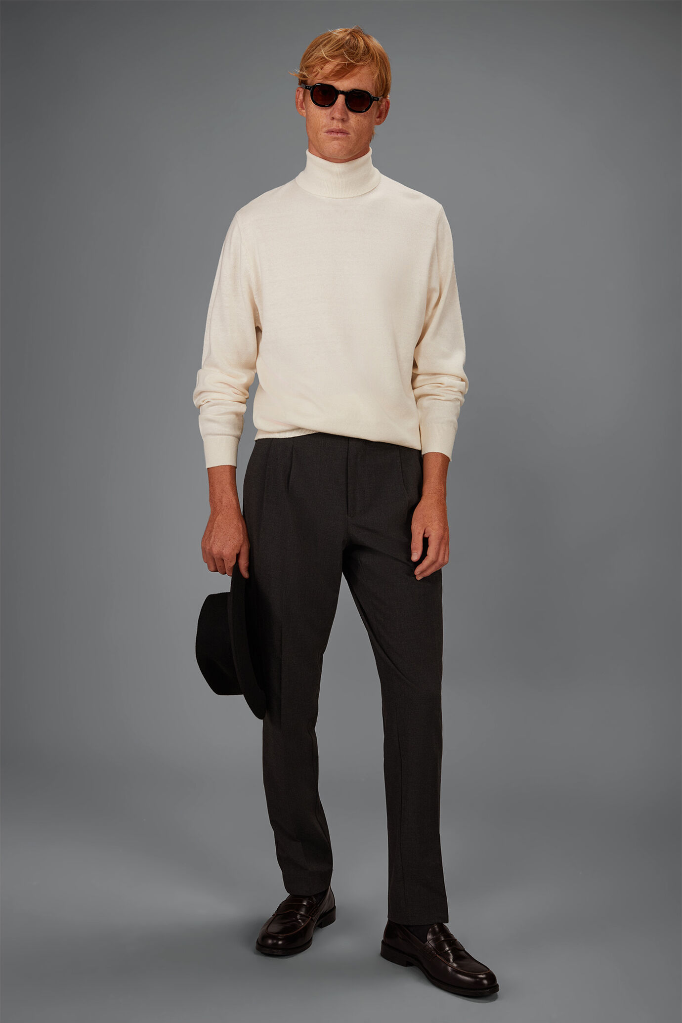 Maglia uomo dolcevita in misto lana e cotone regular fit