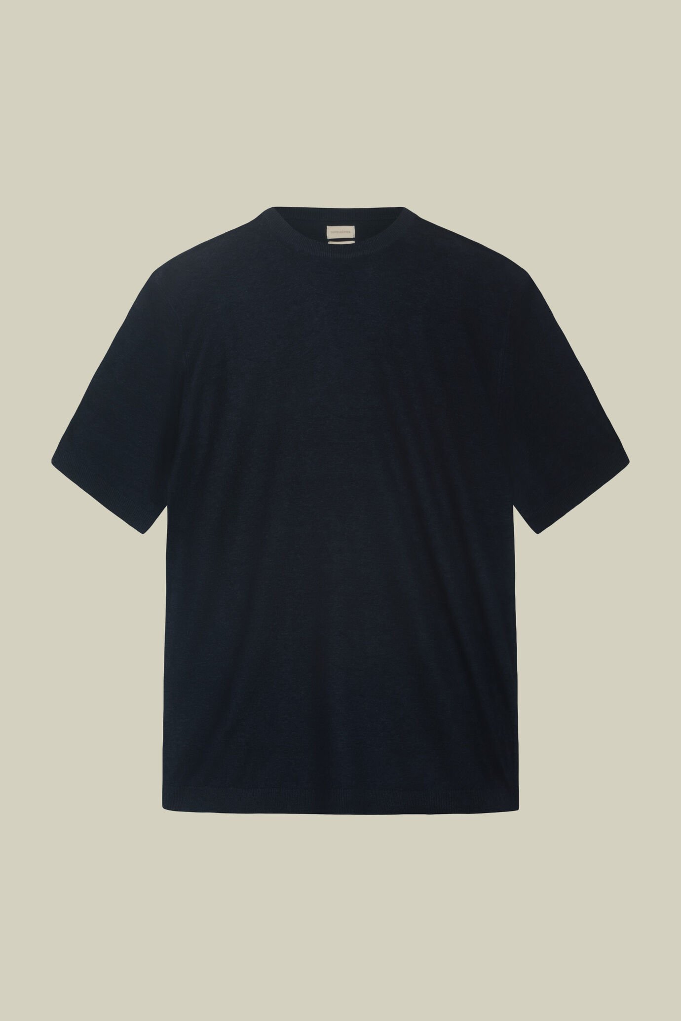 Men's knitted T-shirt in 100% crepe linen