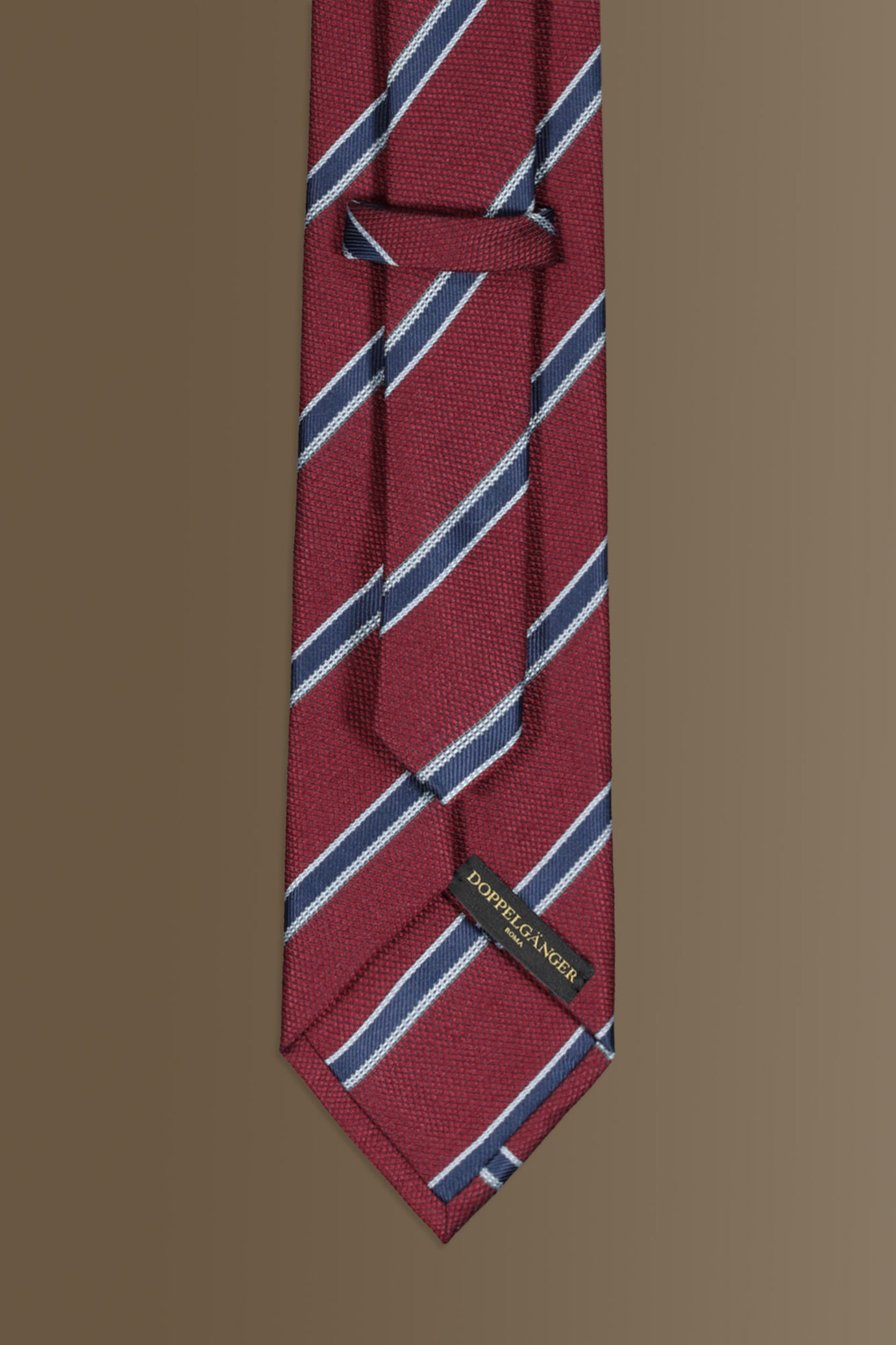 Cravatta uomo bordeaux regimental in misto bamboo image number 1
