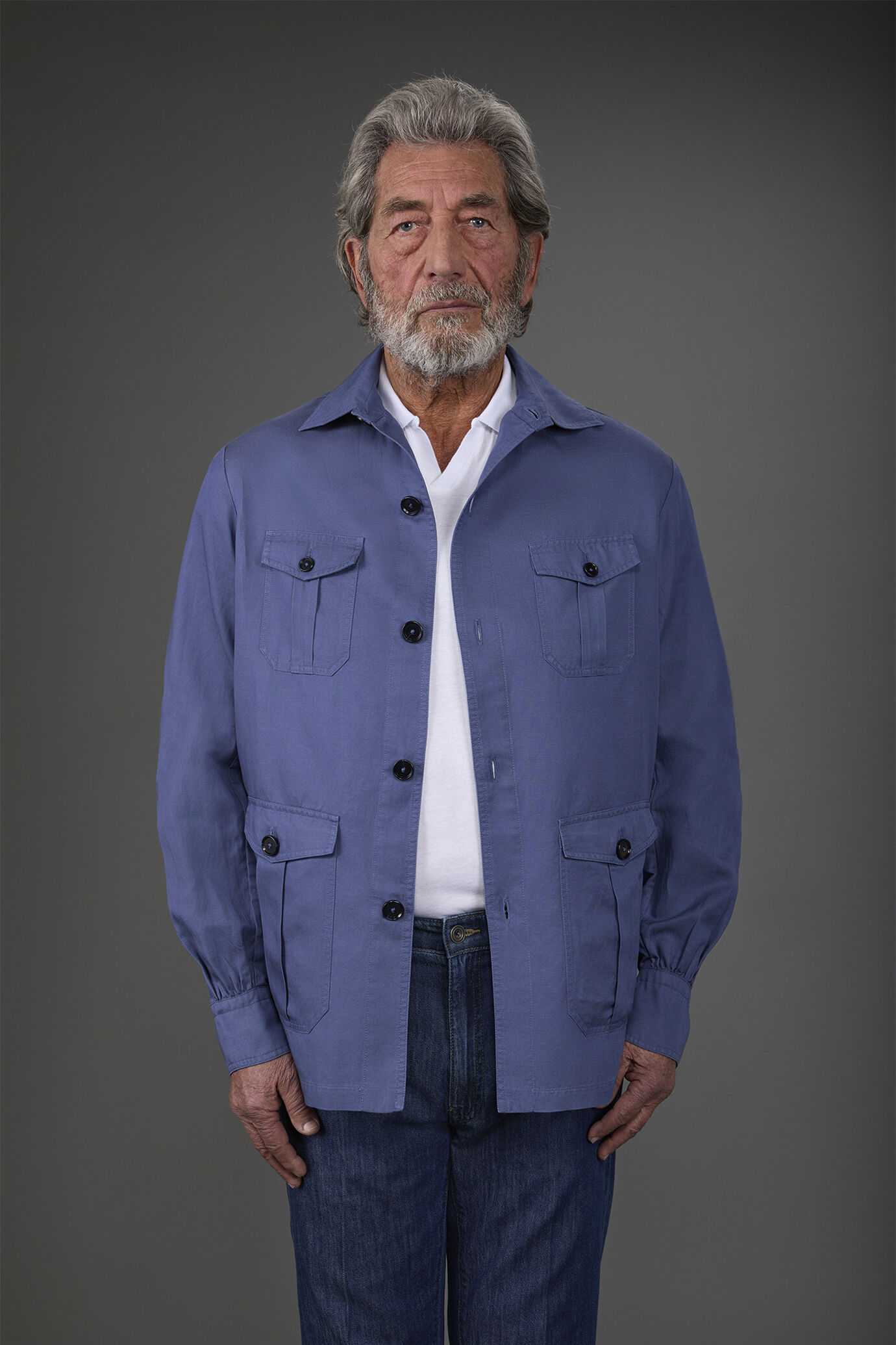 Men's shirt jacket with patch pockets image number 1