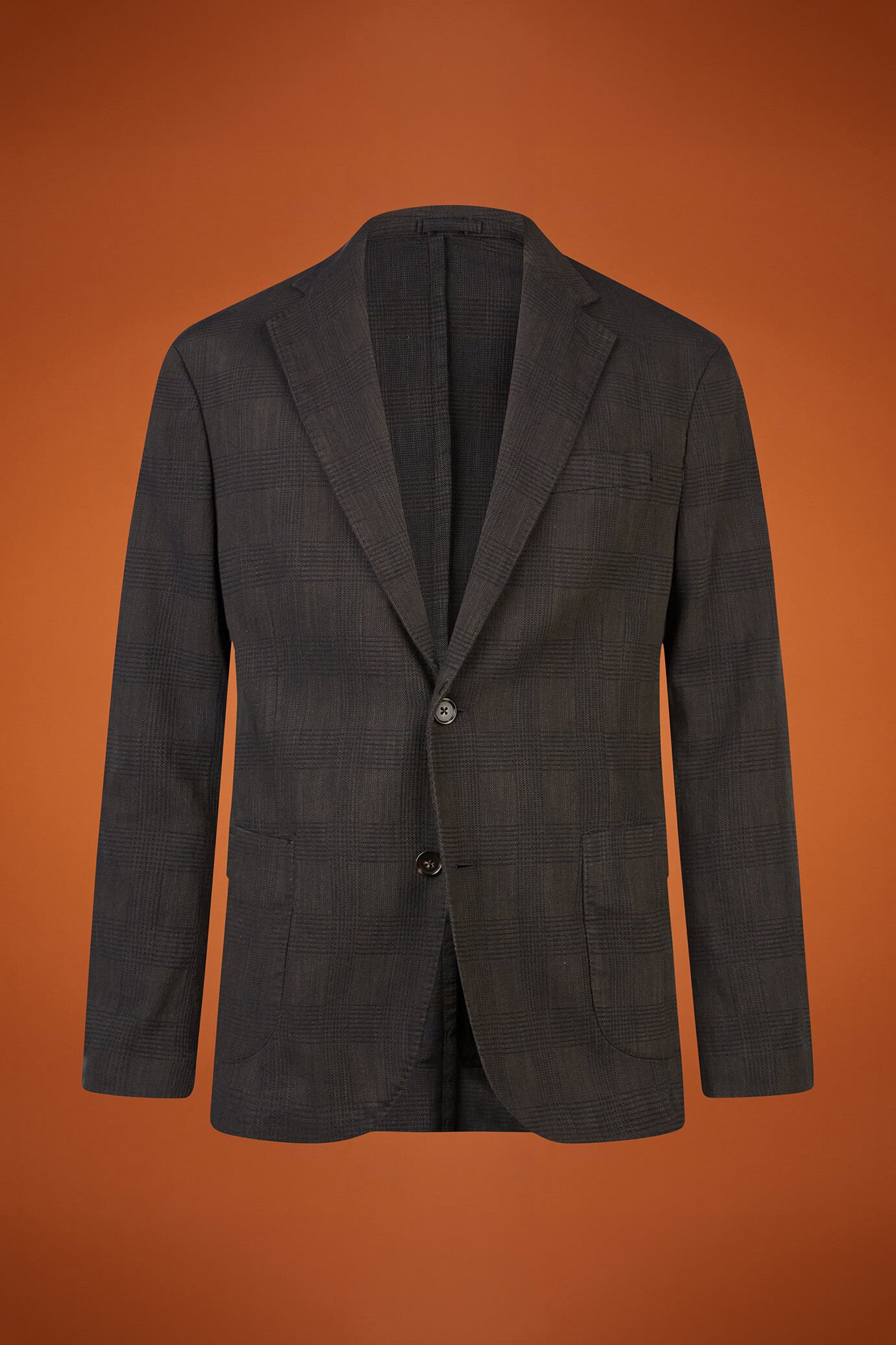 Giacca uomo sfoderata monopetto con tasche a toppa disegno Principe di Galles regular fit image number 4