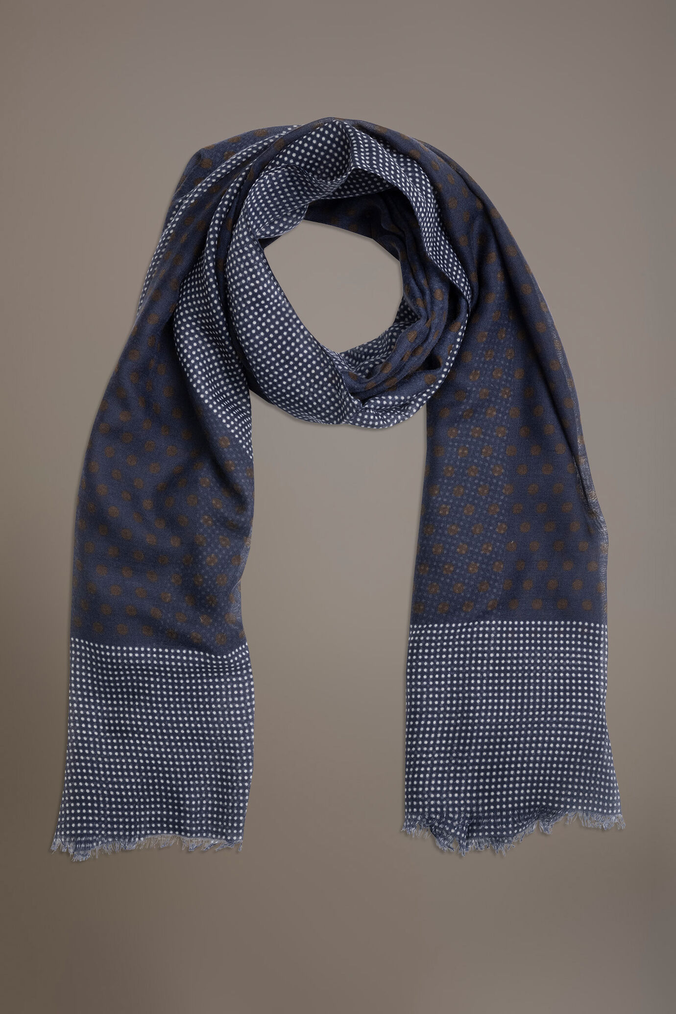 Sciarpa misto cotone fantasia pois uomo image number 0