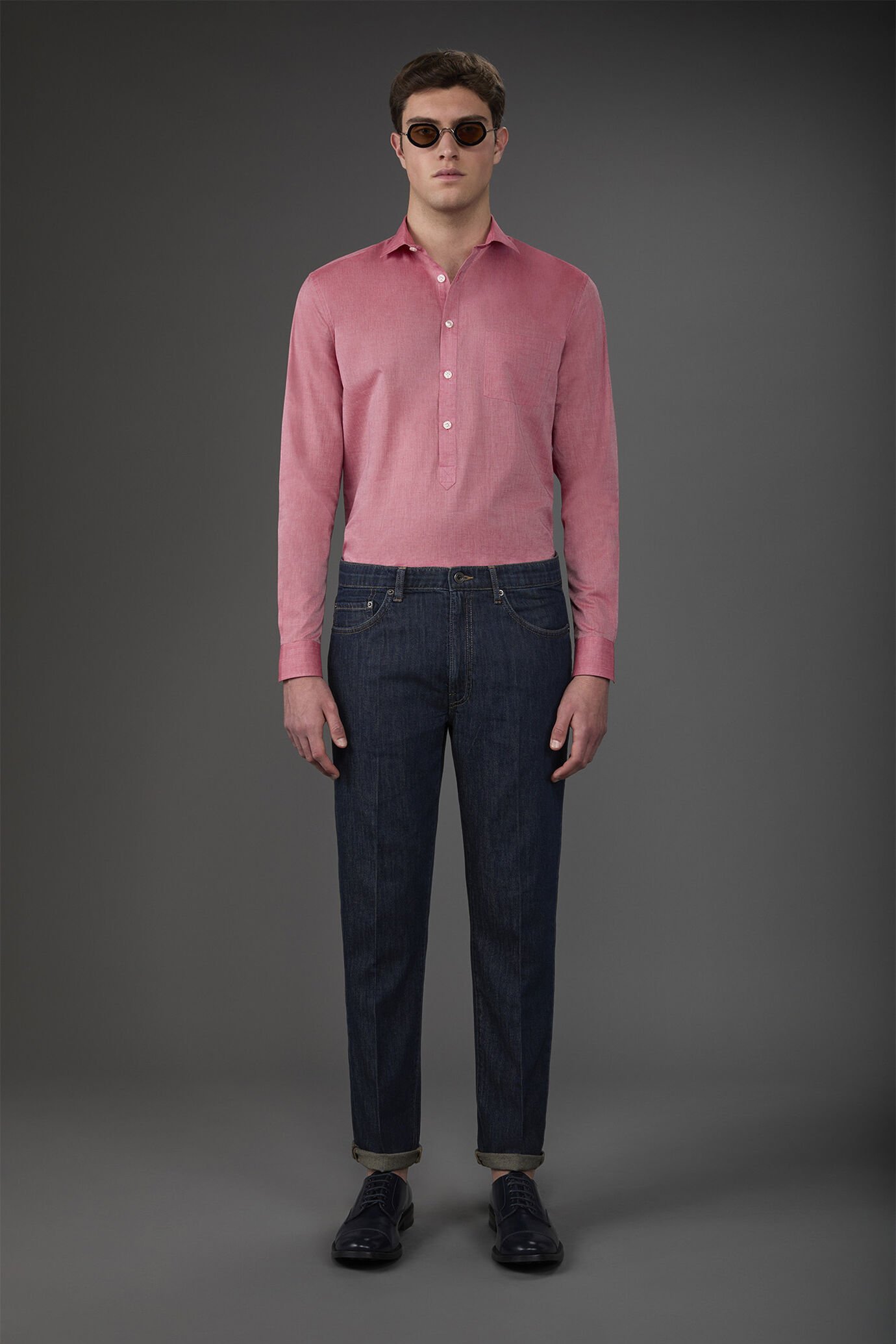 Camicia uomo casual button down nascosto tessuto in mussola lavato image number 2