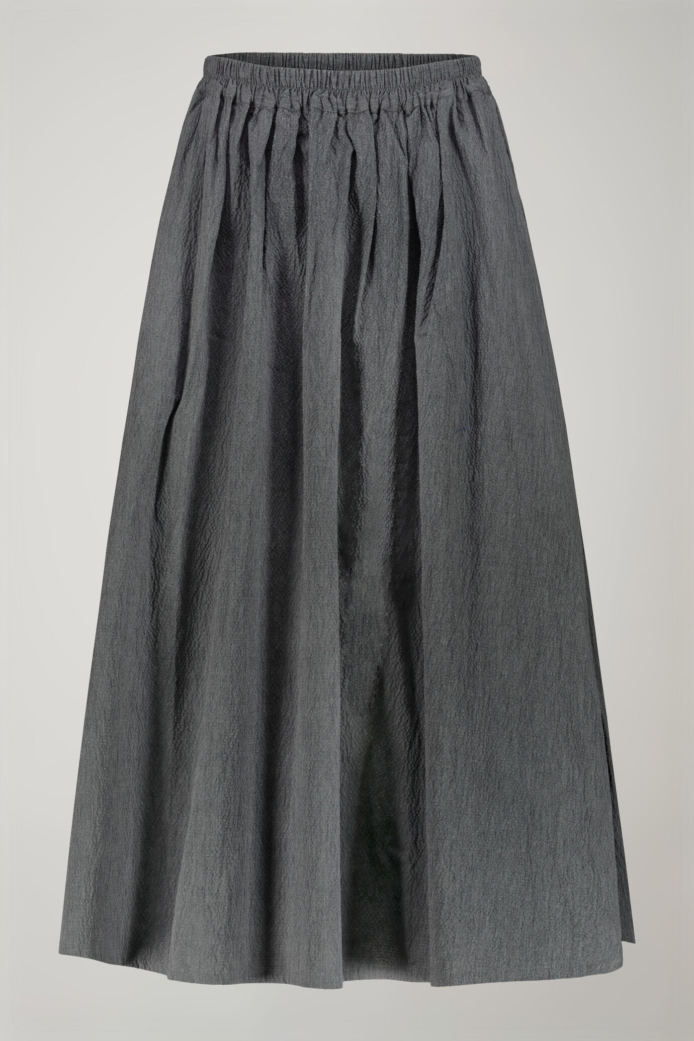 Gonna donna in cotone goffrato tinta unita regular fit image number 4