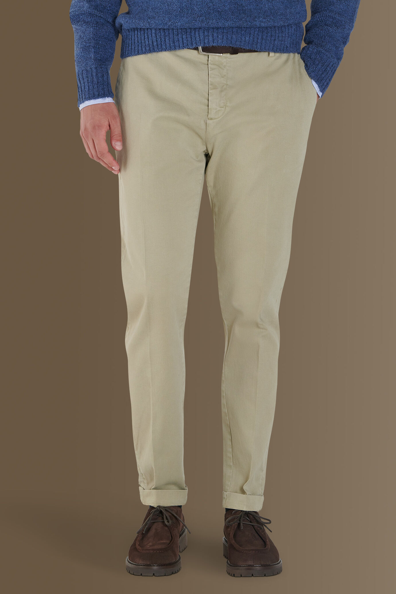 Pantalone classico chino twill elasticizzato image number 1