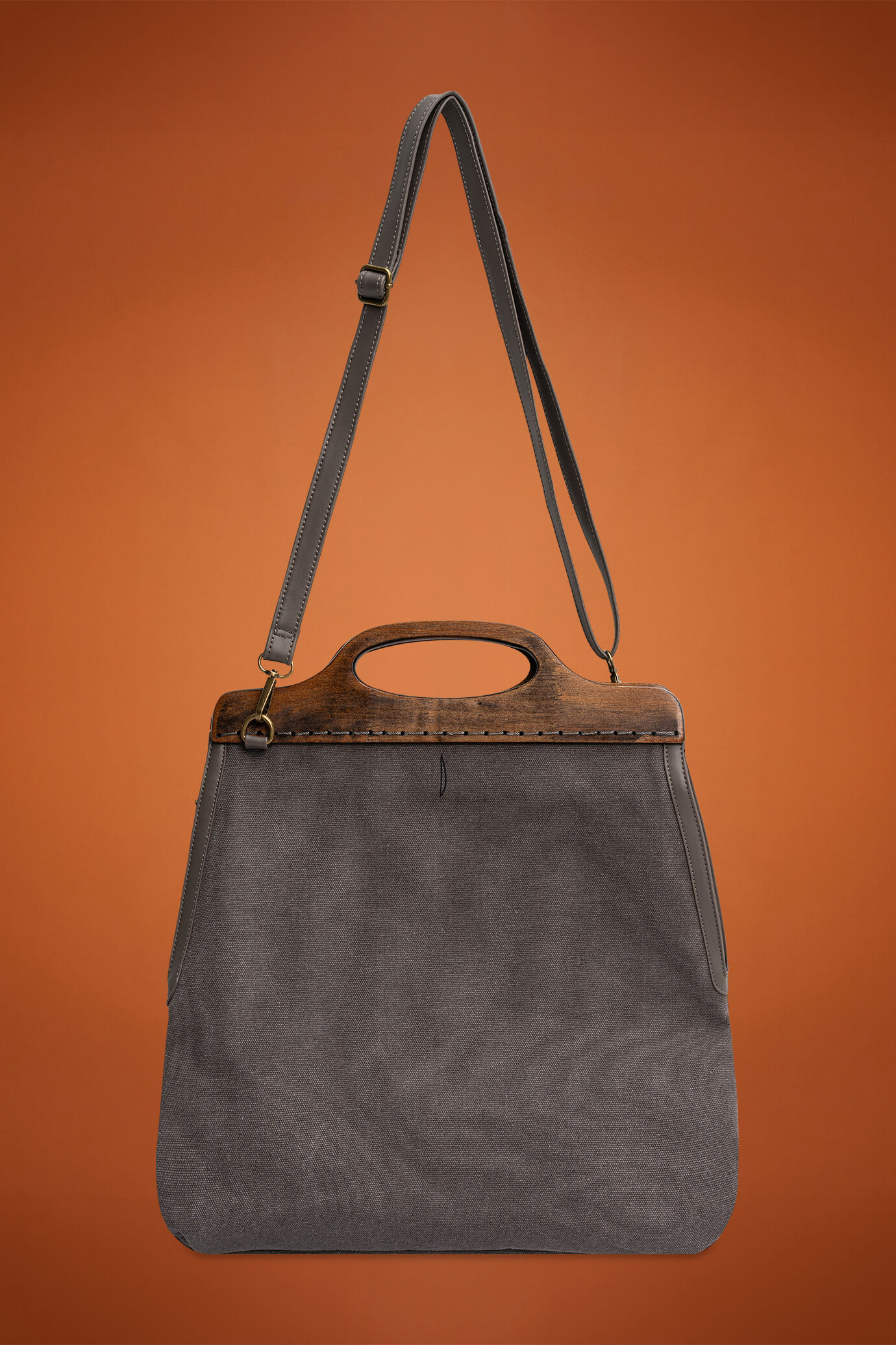 Sac femme en toile avec bandoulière et poignée rigide