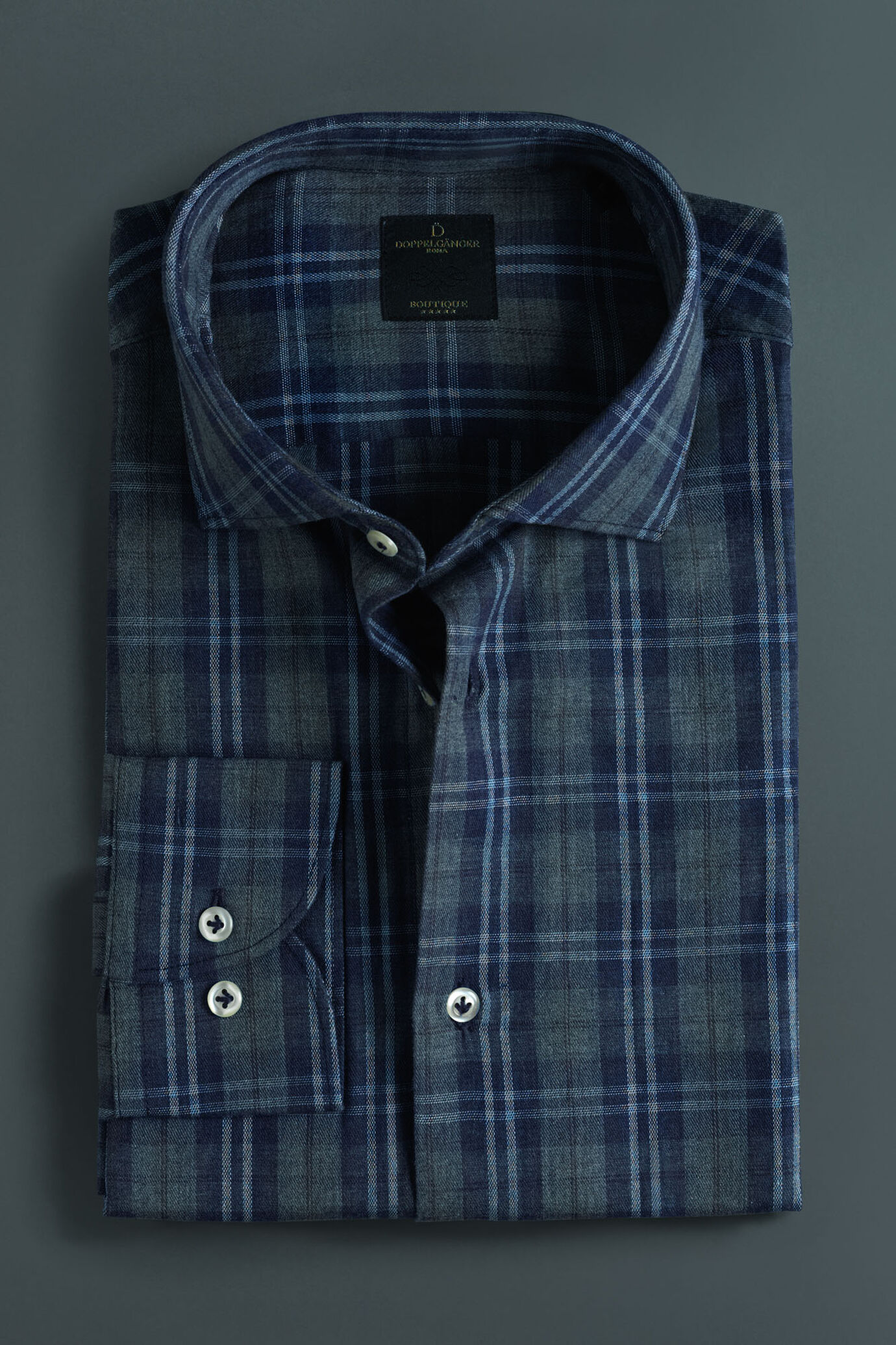 Camicia casual uomo collo francese fantasia quadroni image number 1