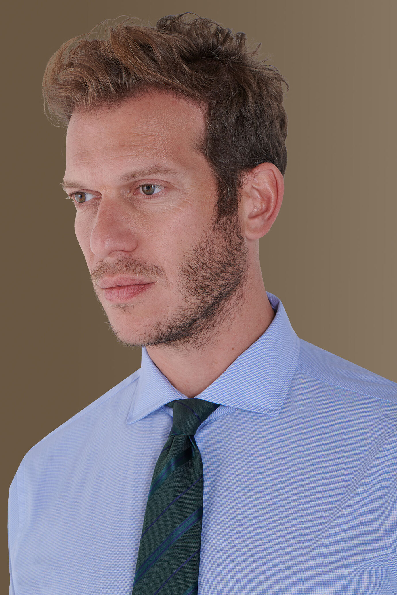 Camicia uomo collo francese pied de poule sky image number 1