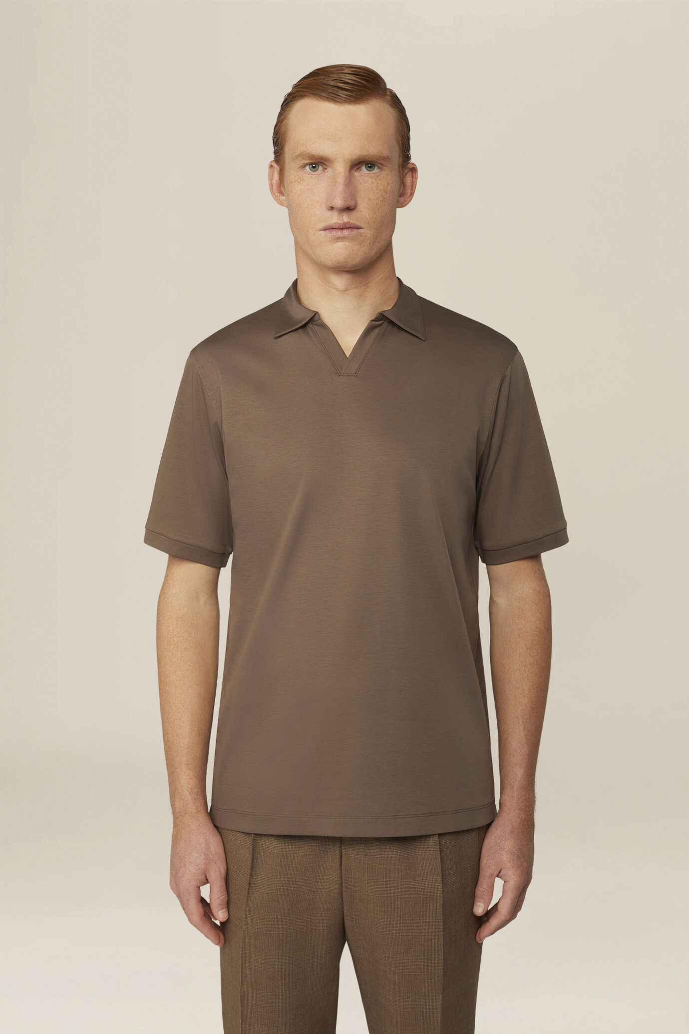 Men's polo shirt with Derby collar in 100% cotton, regular fit image number 0