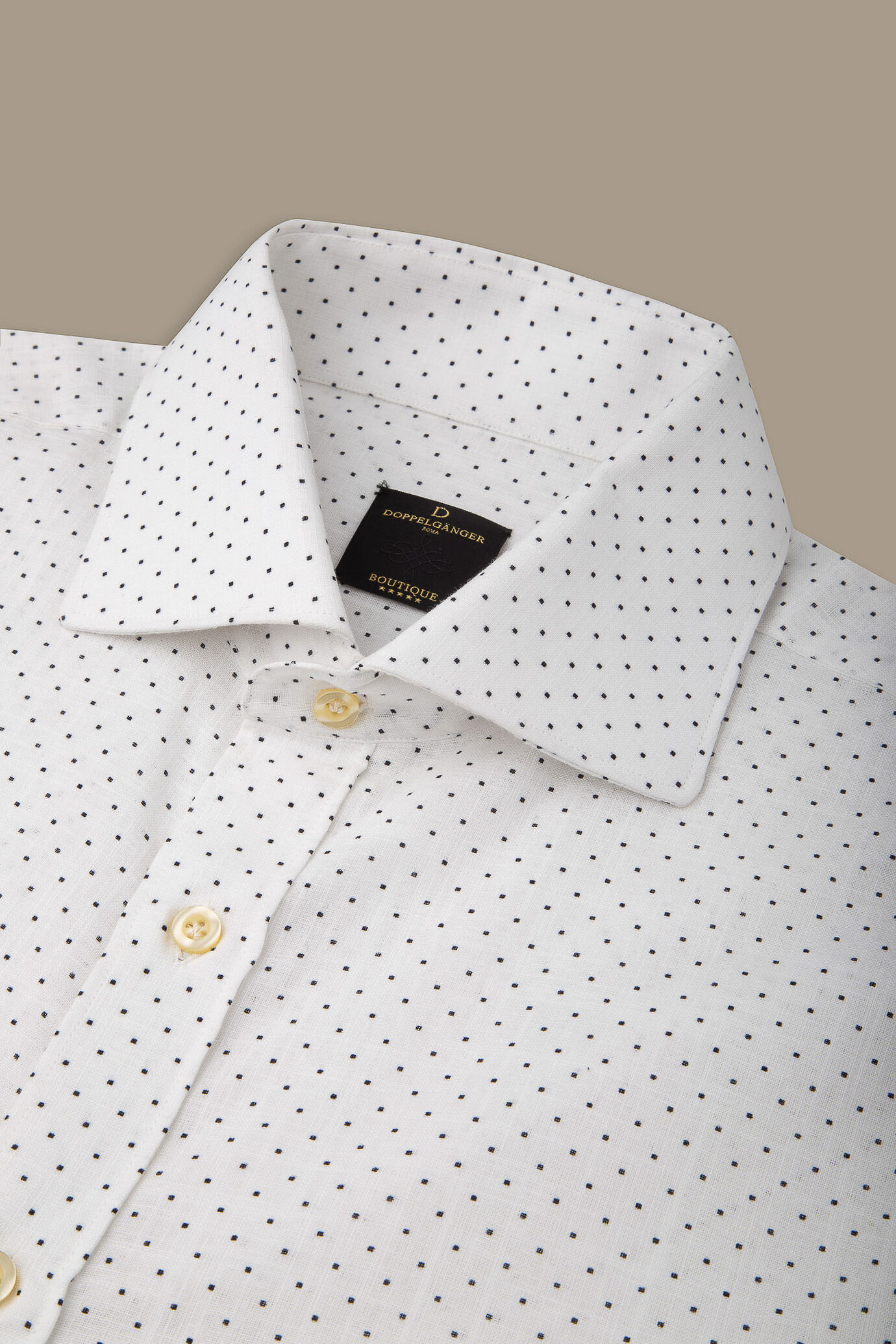 Camicia casual uomo sky collo francese cotone stampa a pois image number 0