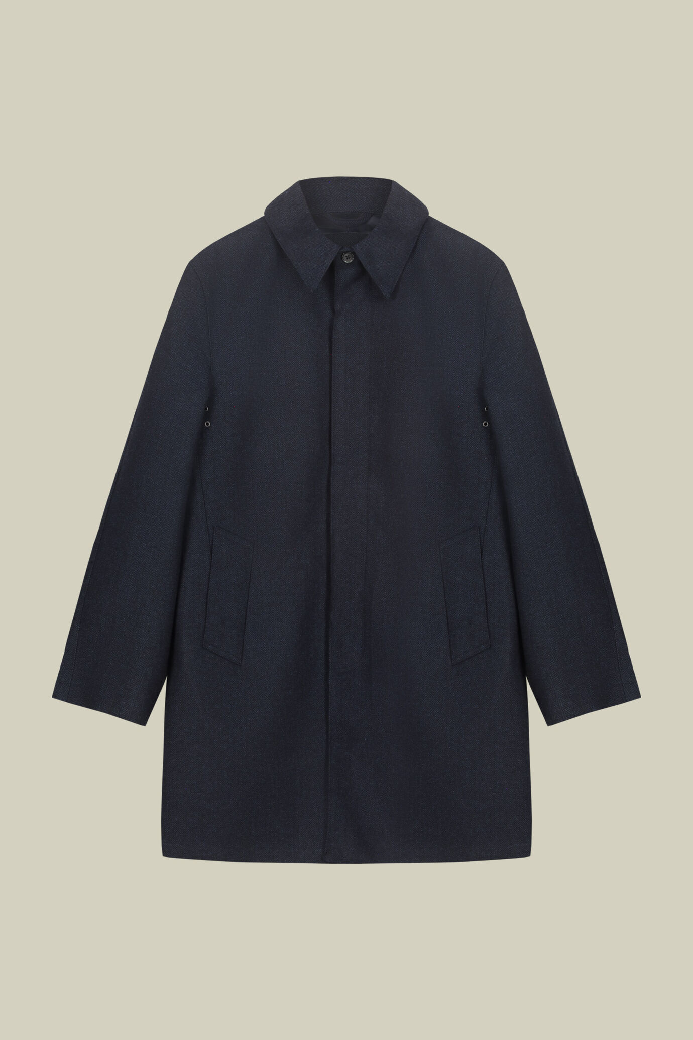 Cappotto uomo con collo loden in misto lana e disegno herringbone regular fit image number 5