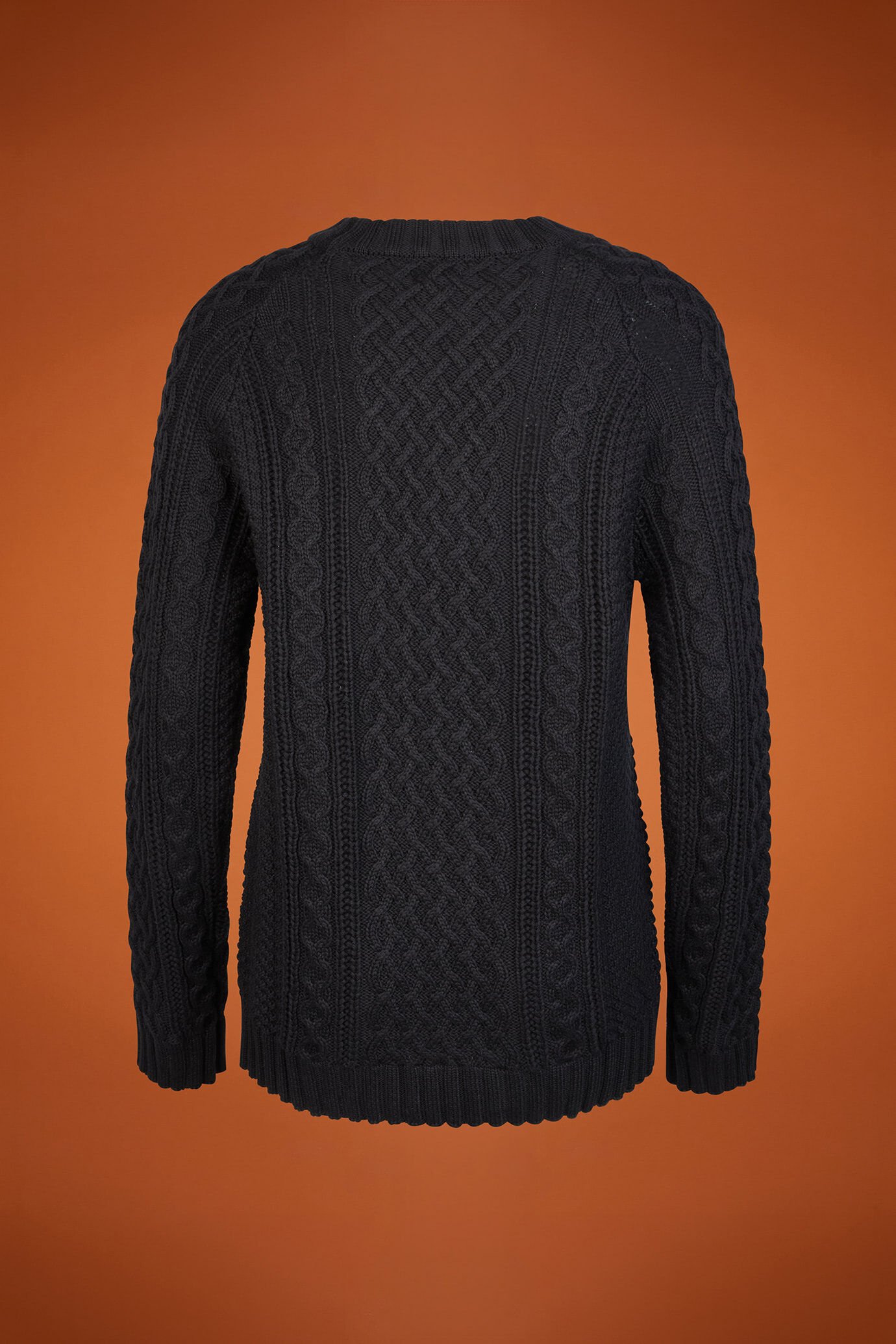 Women's Norwegian patterned cable knit crew neck jumper in 100% cotton image number 5