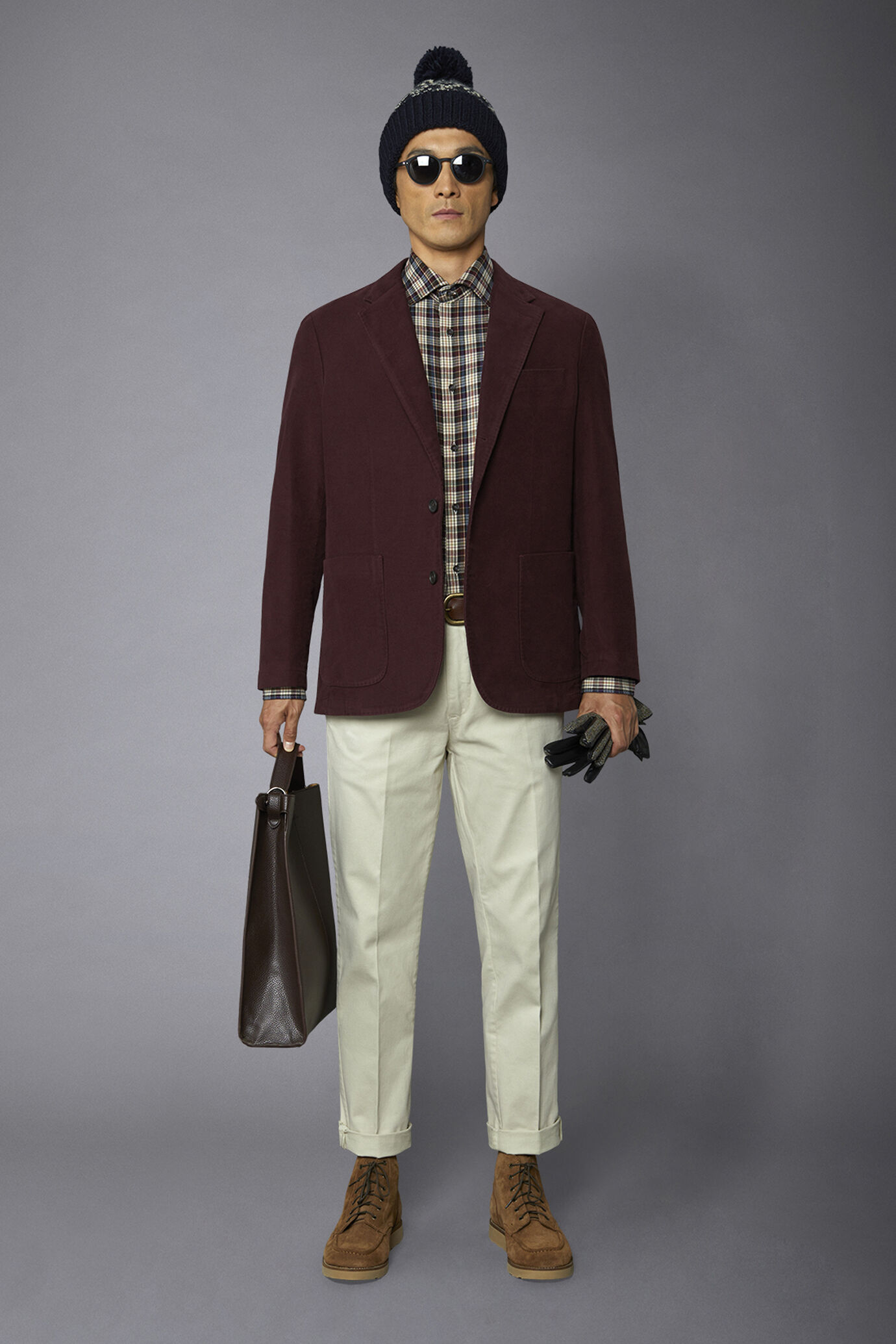 Giacca uomo monopetto in tessuto fustagno tinta unita regular fit image number 0