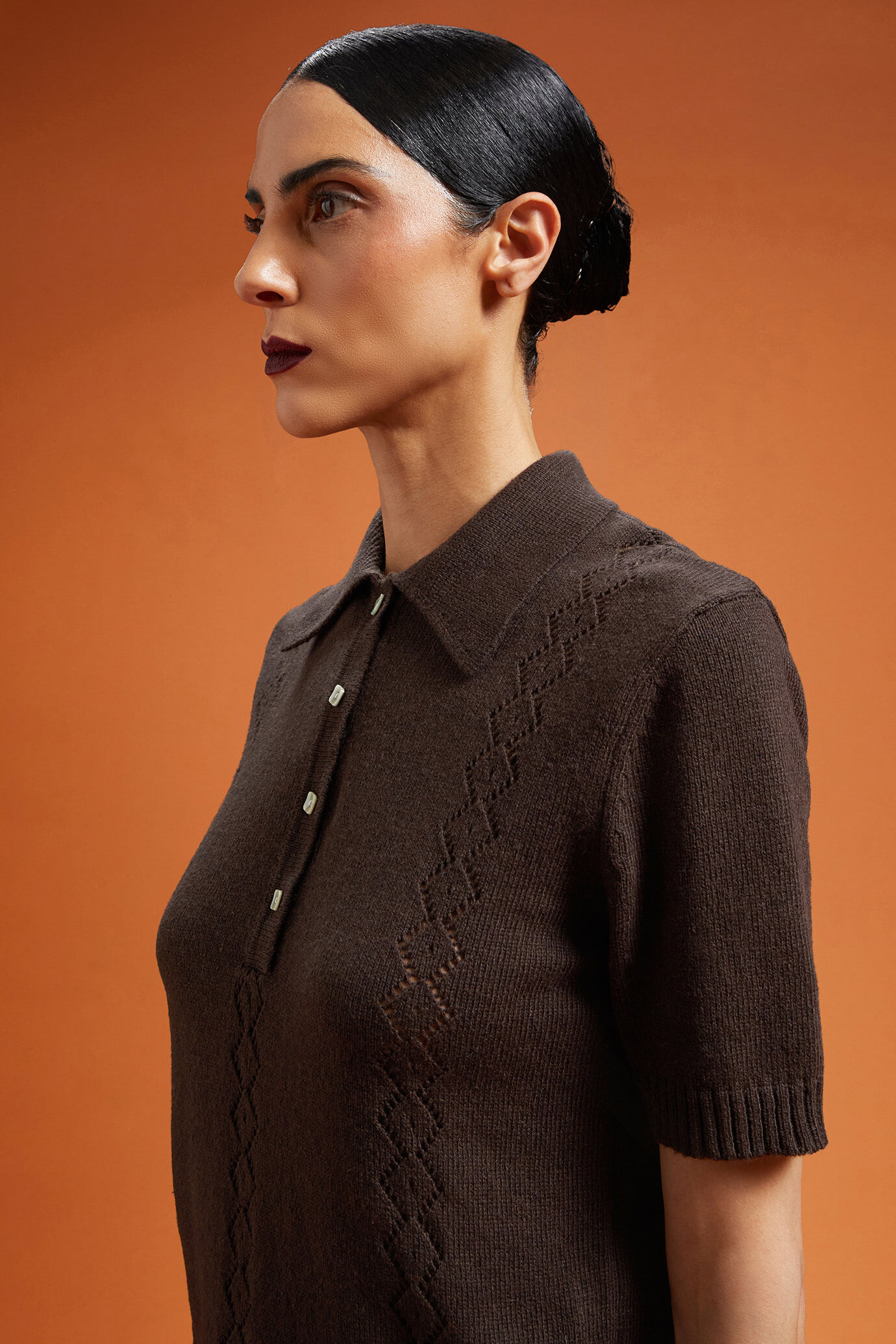 Damen-Poloshirt aus Strick mit halblangen Ärmeln in normaler Passform image number 4