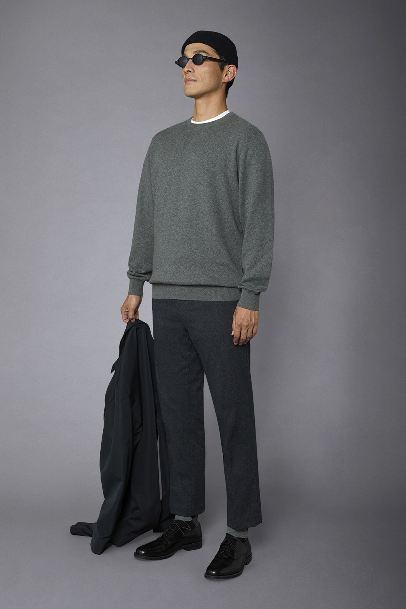 Men's roundneck wool and cotton sweater image number 1