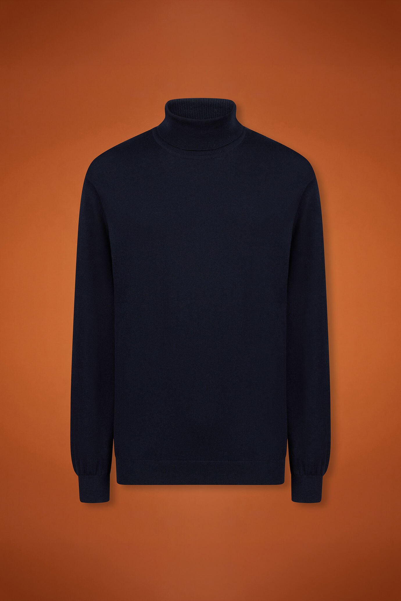 Pull homme à col montant, en laine et coton, coupe classique