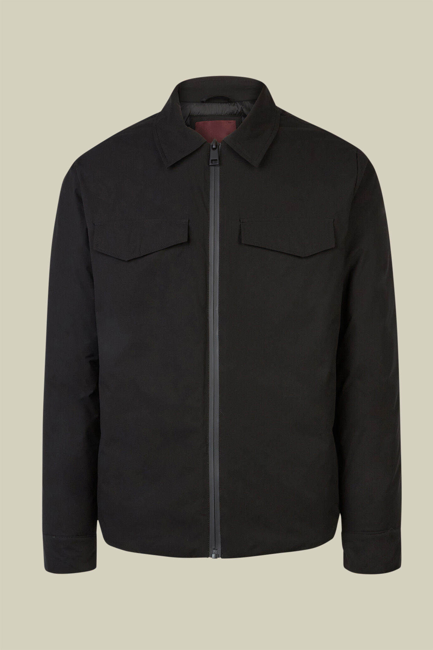Giacca imbottita uomo in tessuto tecnico stretch con collo camicia regular fit