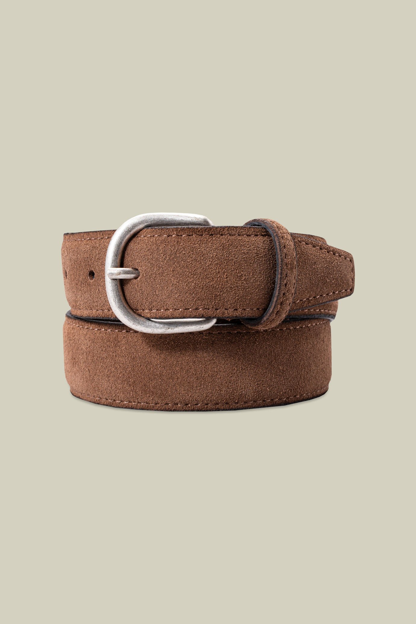 Classic men's belt in 100% suede leather with stitching image number 1