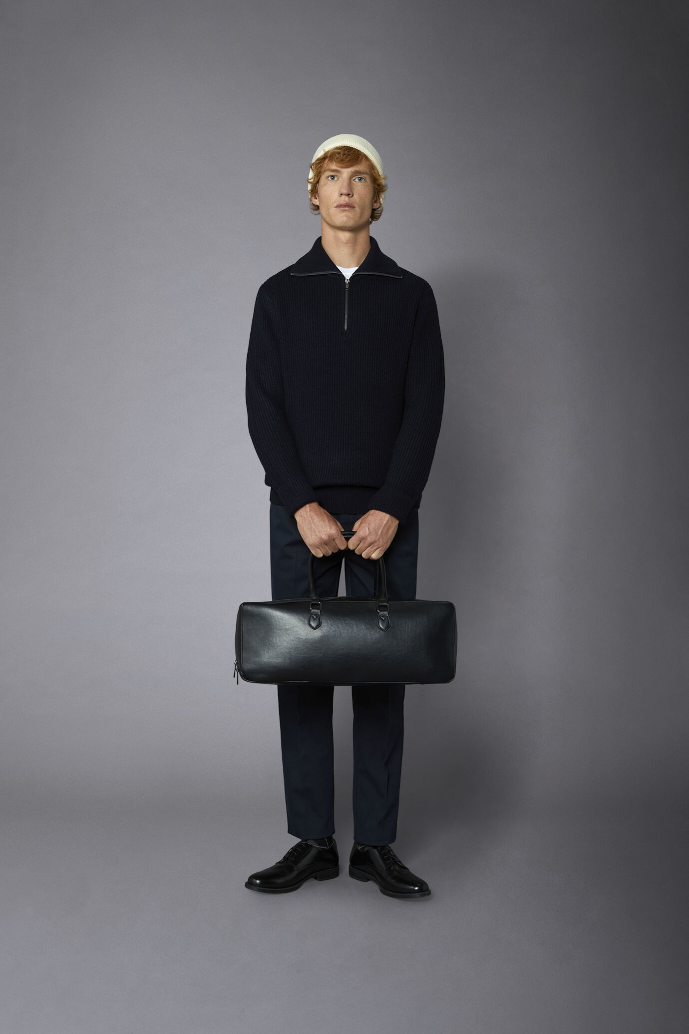 Pullover aus einer Wollmischung mit Rei&szlig;verschluss und englischem Rippenstrick in normaler Passform image number 0