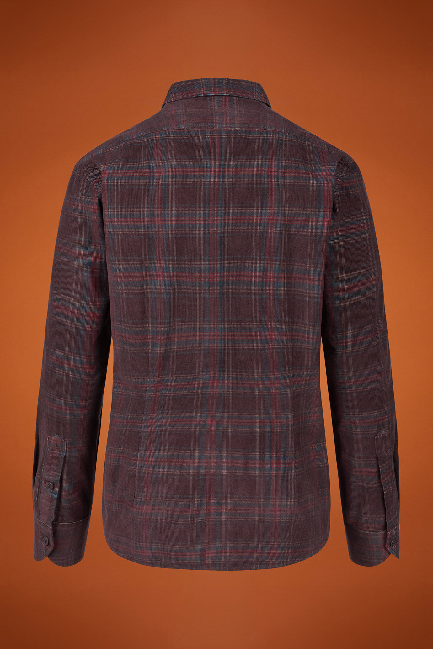 Camicia casual uomo collo classico 100% cotone tessuto velluto 1000 righe con stampa a quadri comfort fit image number 5