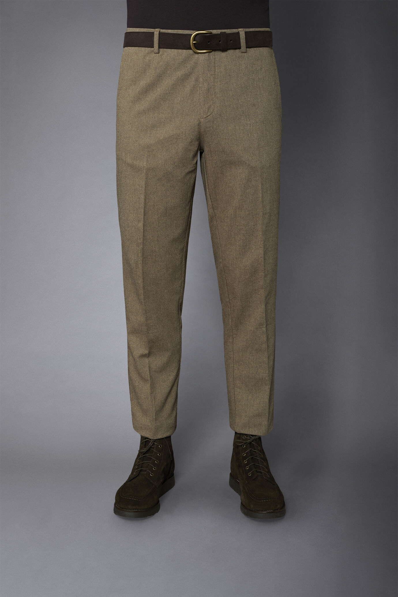 Pantalone chino uomo tessuto in cotone mano lana spinato regular fit image number 3