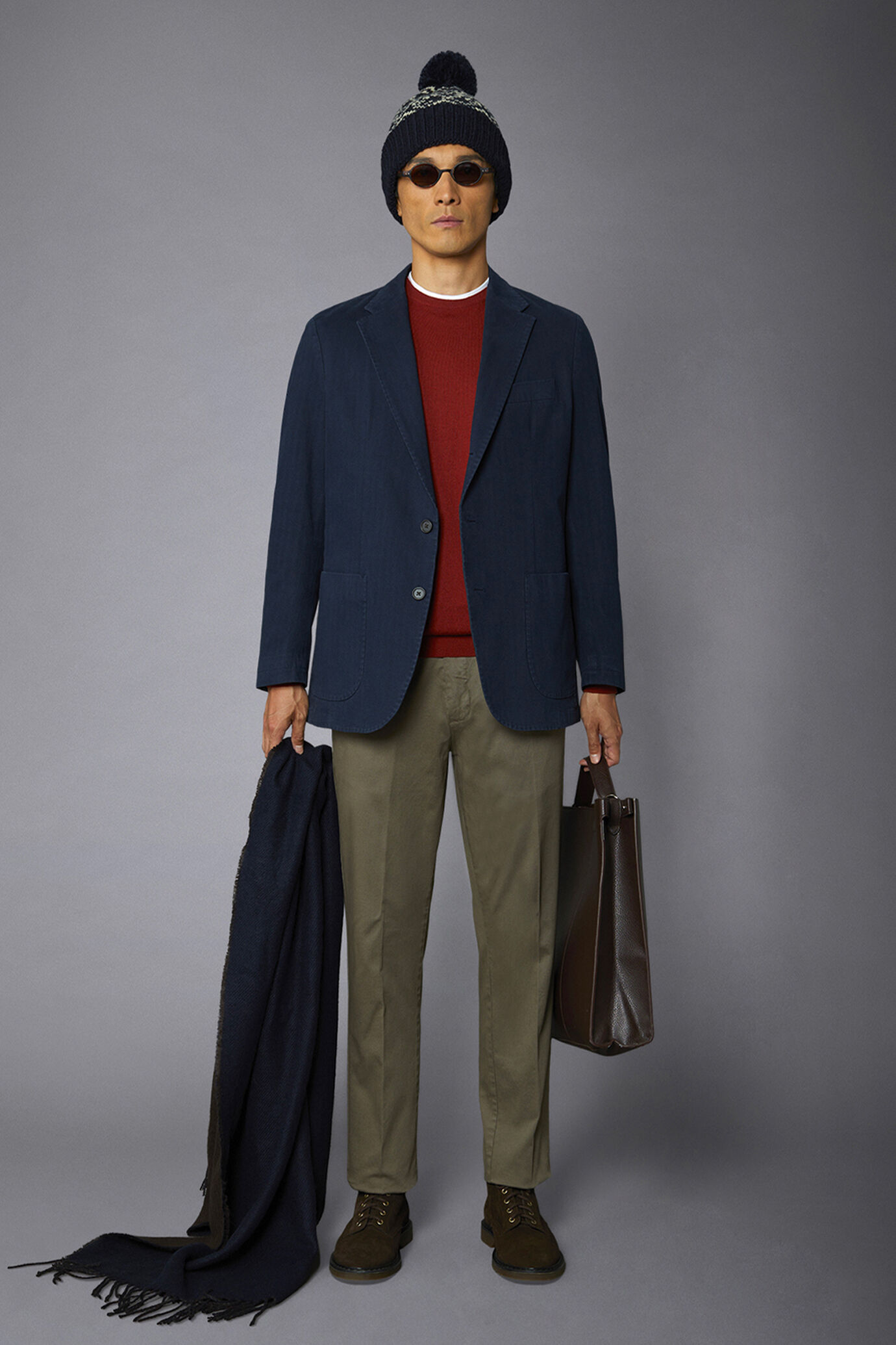 Einreihige Jacke mit aufgesetzter Tasche im Harringbone-Design Regular Fit