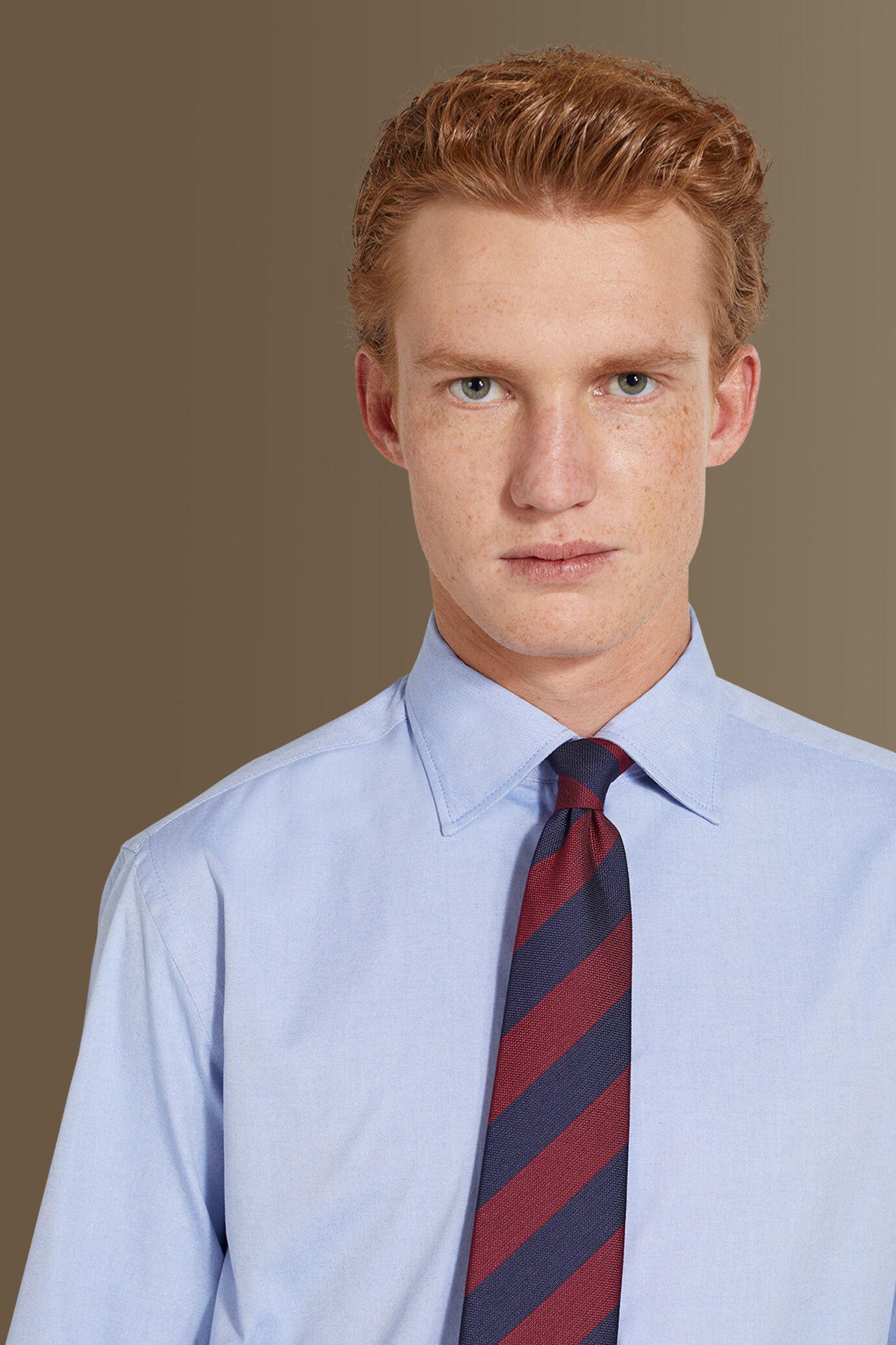 Camicia classica lavata uomo collo francese pin point image number 1