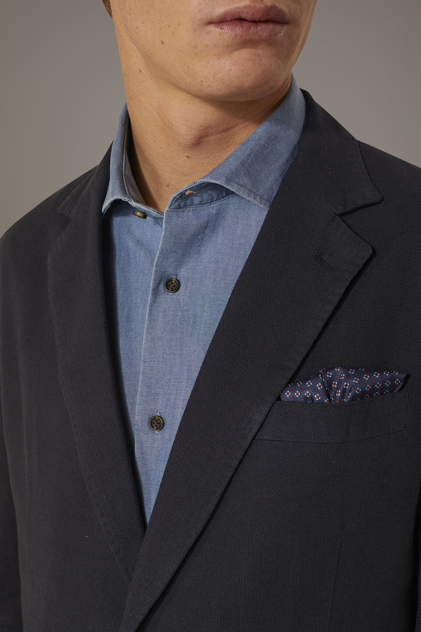 Giacca monopetto lino e cotone con tasca a toppa image number 2