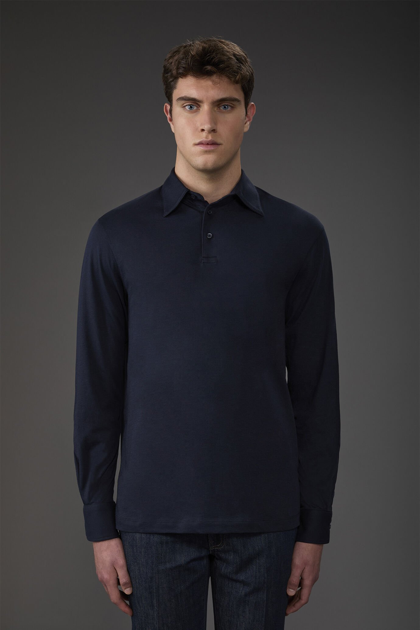 Polo uomo manica lunga in 100% cotone organico