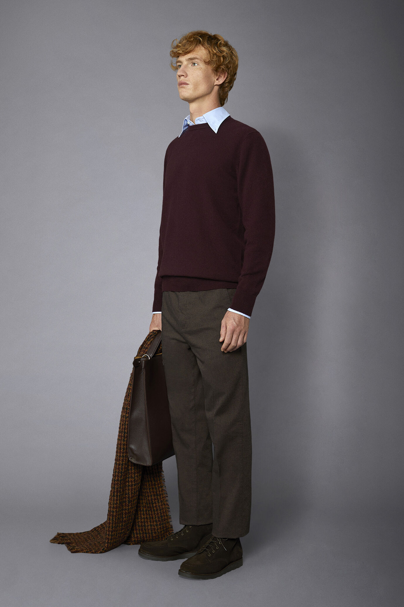 Men's roundneck sweater in 100% extra-fine merino wool lanerossi regular fit image number 1