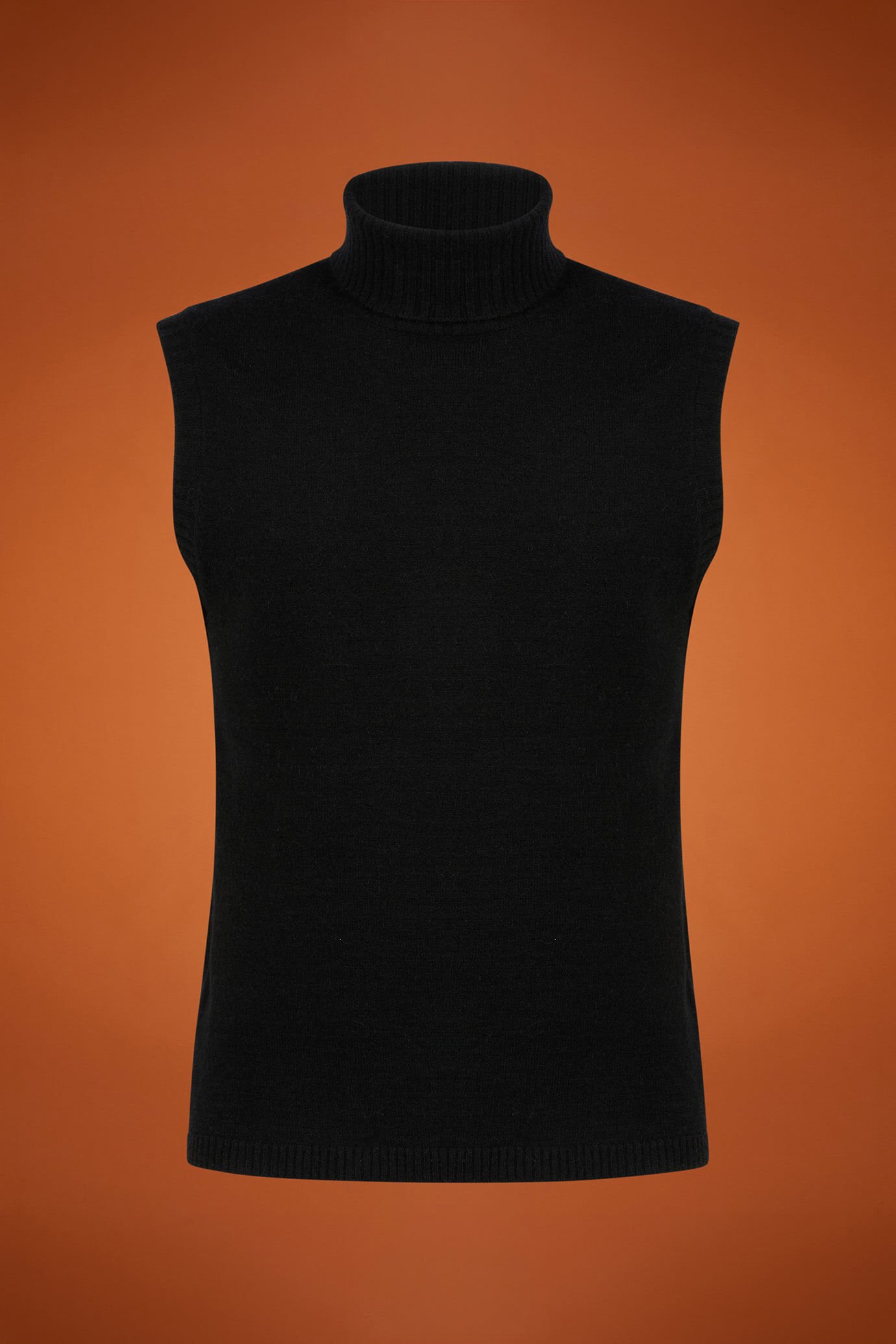 Men's regular fit high neck tank top in an alpaca/wool blend image number 4