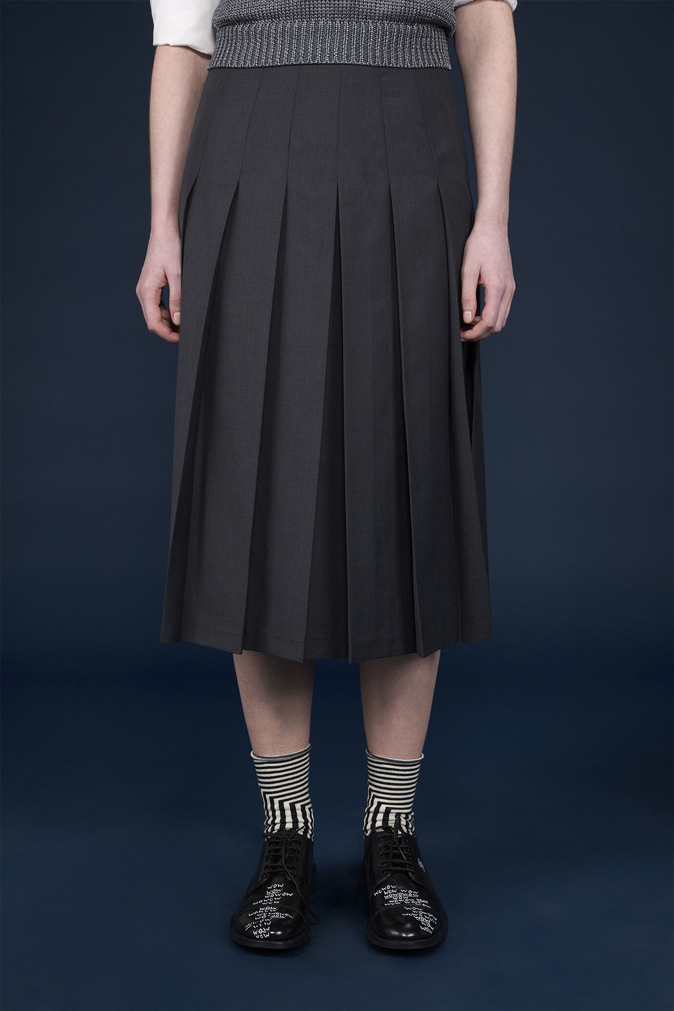 Women's plain pleated midi skirt in a regular fit with a zip image number 1
