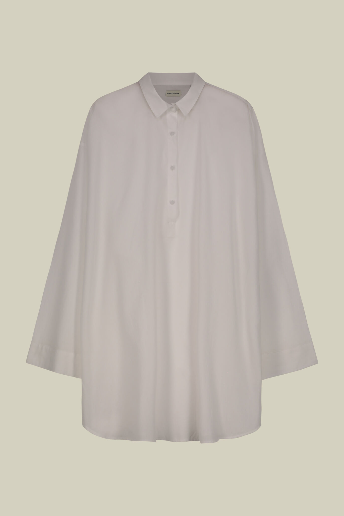 Camicia donna oversized con bottoni foderati in mussola di cotone tinta unita