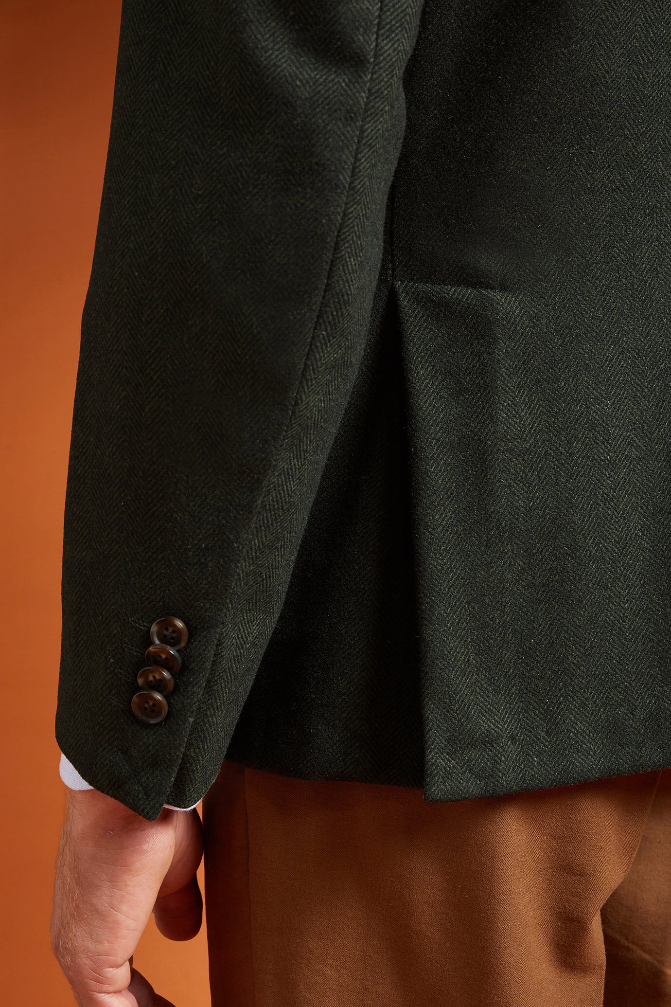 Veste homme classique à simple boutonnage, en polylaine avec motif à chevrons, coupe classique image number 2