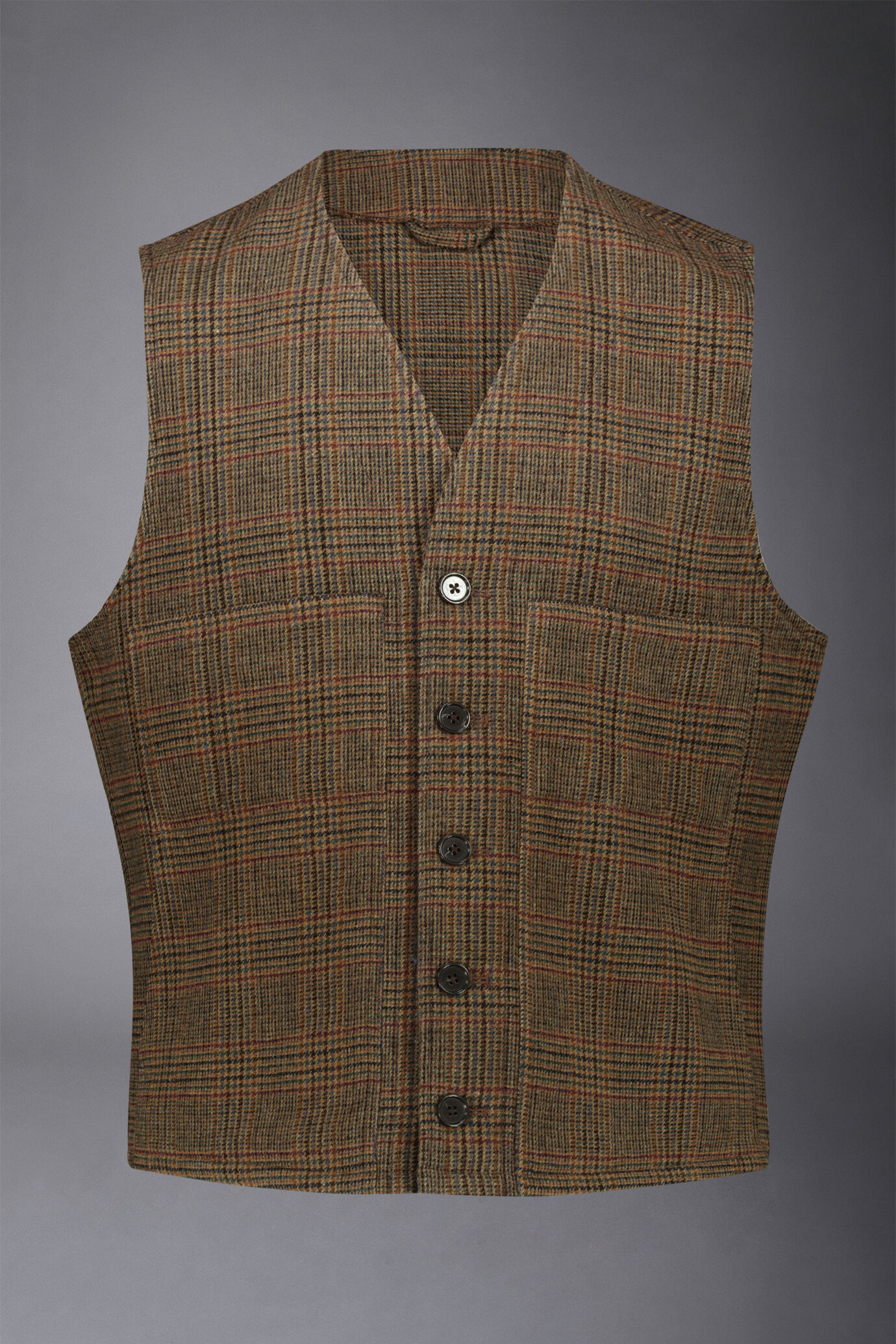 Gilet décontracté en laine mélangée Prince of Wales, col en V, coupe régulière image number 5