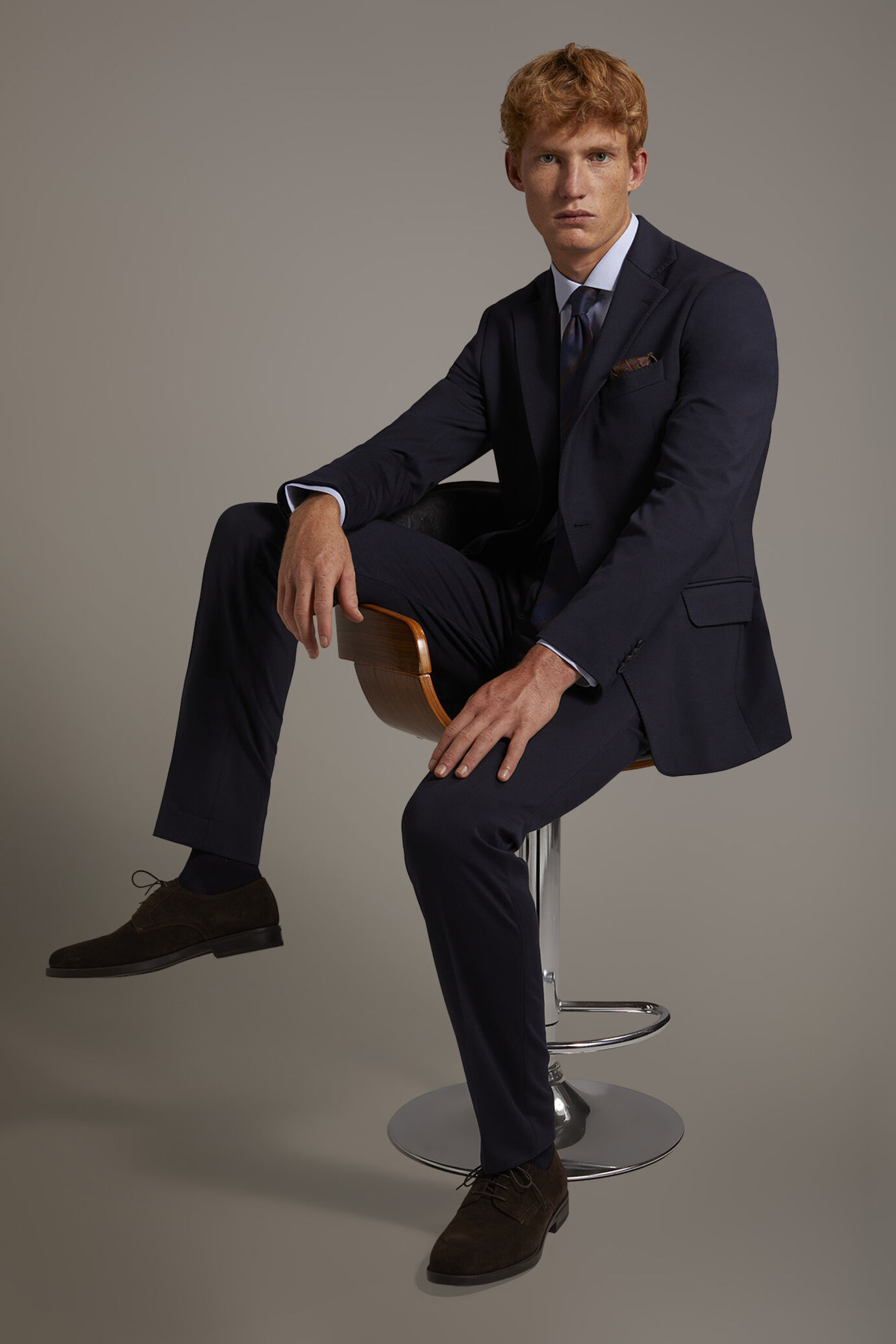 Pantalone uomo in jersey regular fit senza pinces piega classica blue navy image number 0