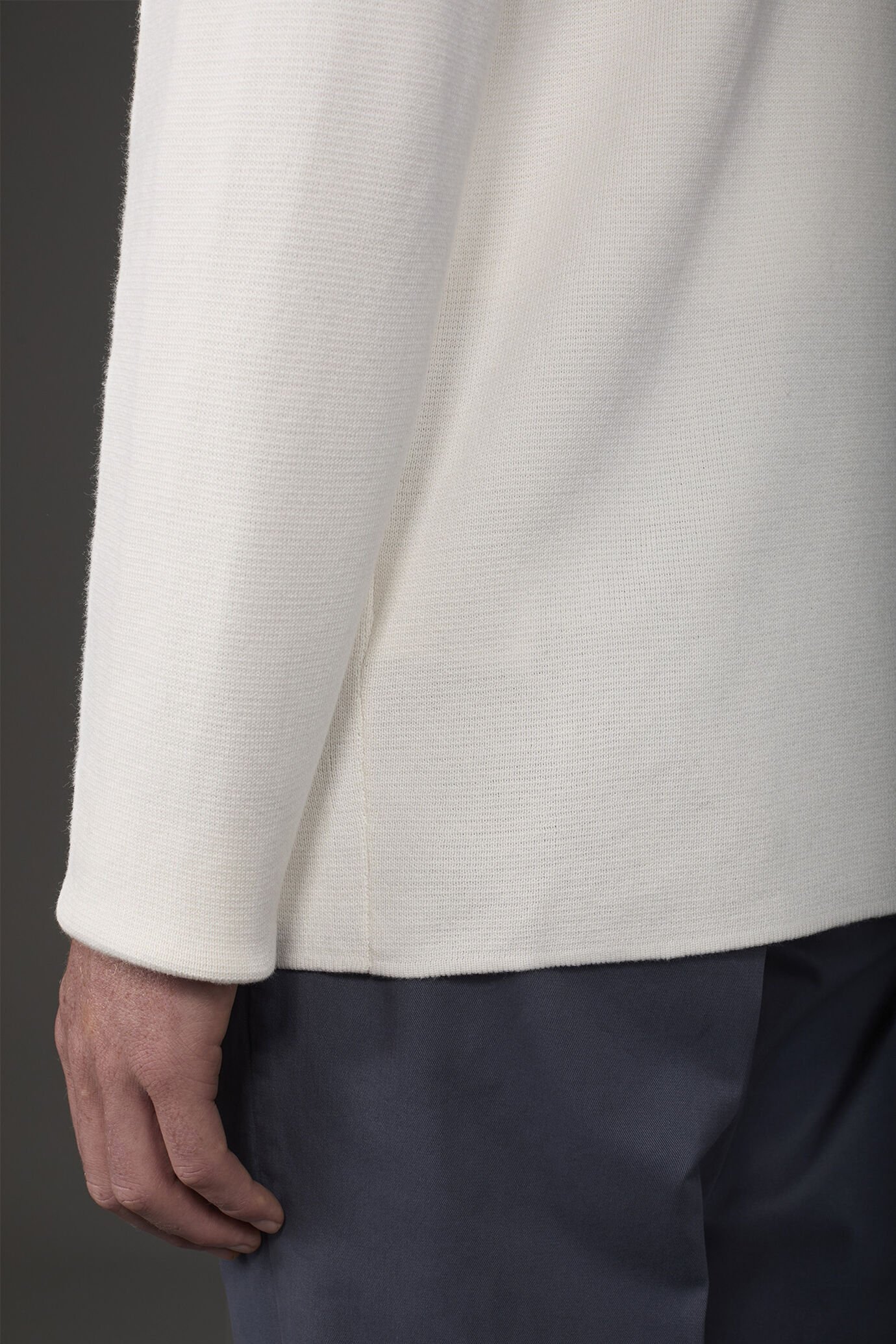 Cardigan uomo doppiopetto con tasche a toppa, punto milano 100% cotone image number 3