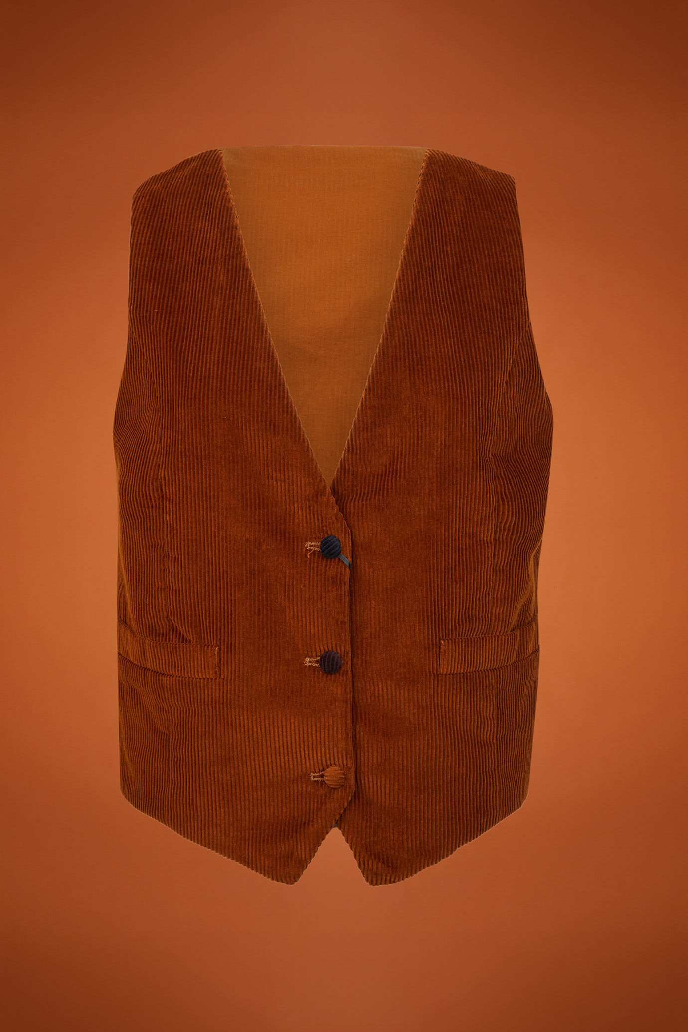 Gilet donna 100% cotone di velluto rigato regular fit image number 4
