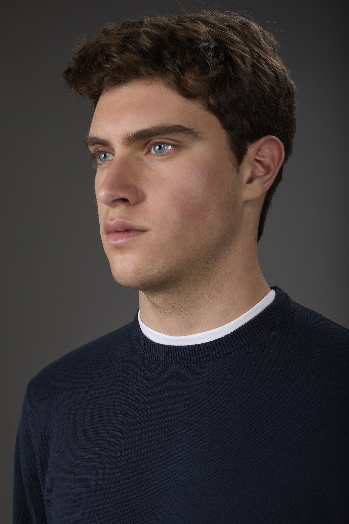 Pull col rond homme 100% coton bio-washed image number 2