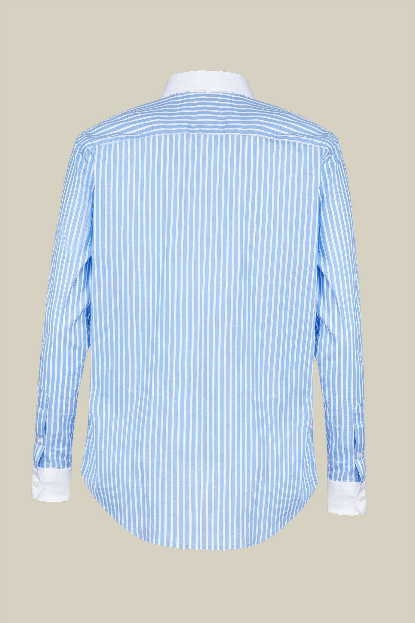Camicia classica donna in tessuto a righe larghe tinto filo con collo e polsini bianchi regular fit image number 5