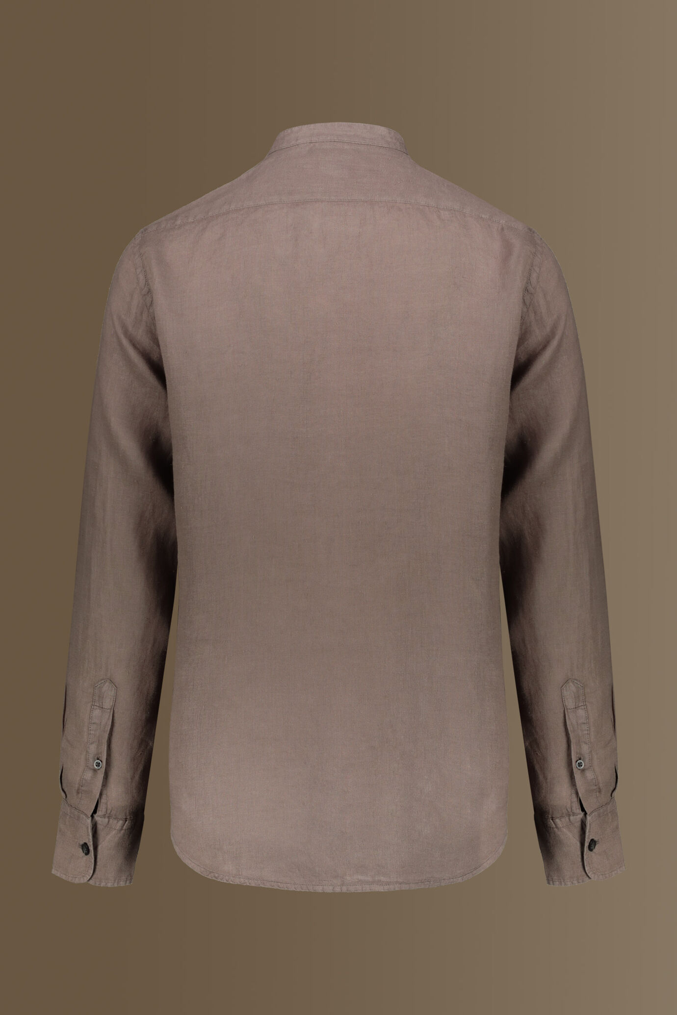 Camicia casual collo coreano 100% lino tinta unita uomo image number 5