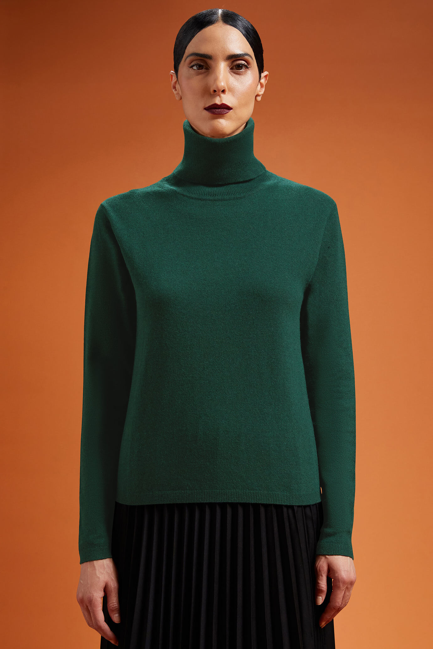 Maglia donna collo alto misto lana a cachemire regular fit image number 0