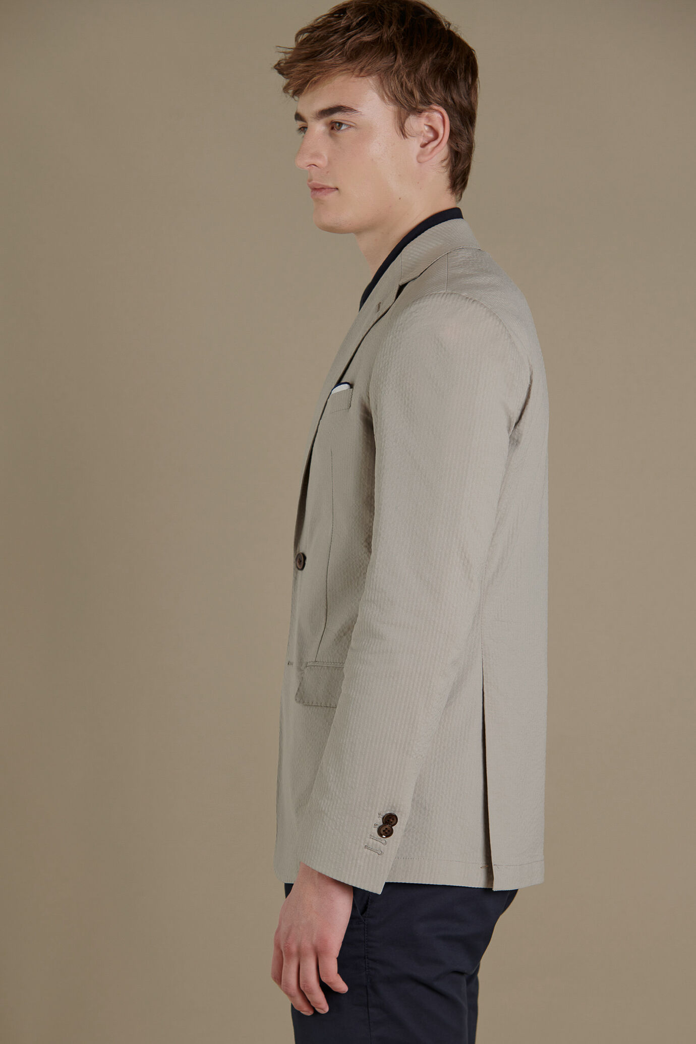 Single breasted jacket flap pockets cotton blend image number 1