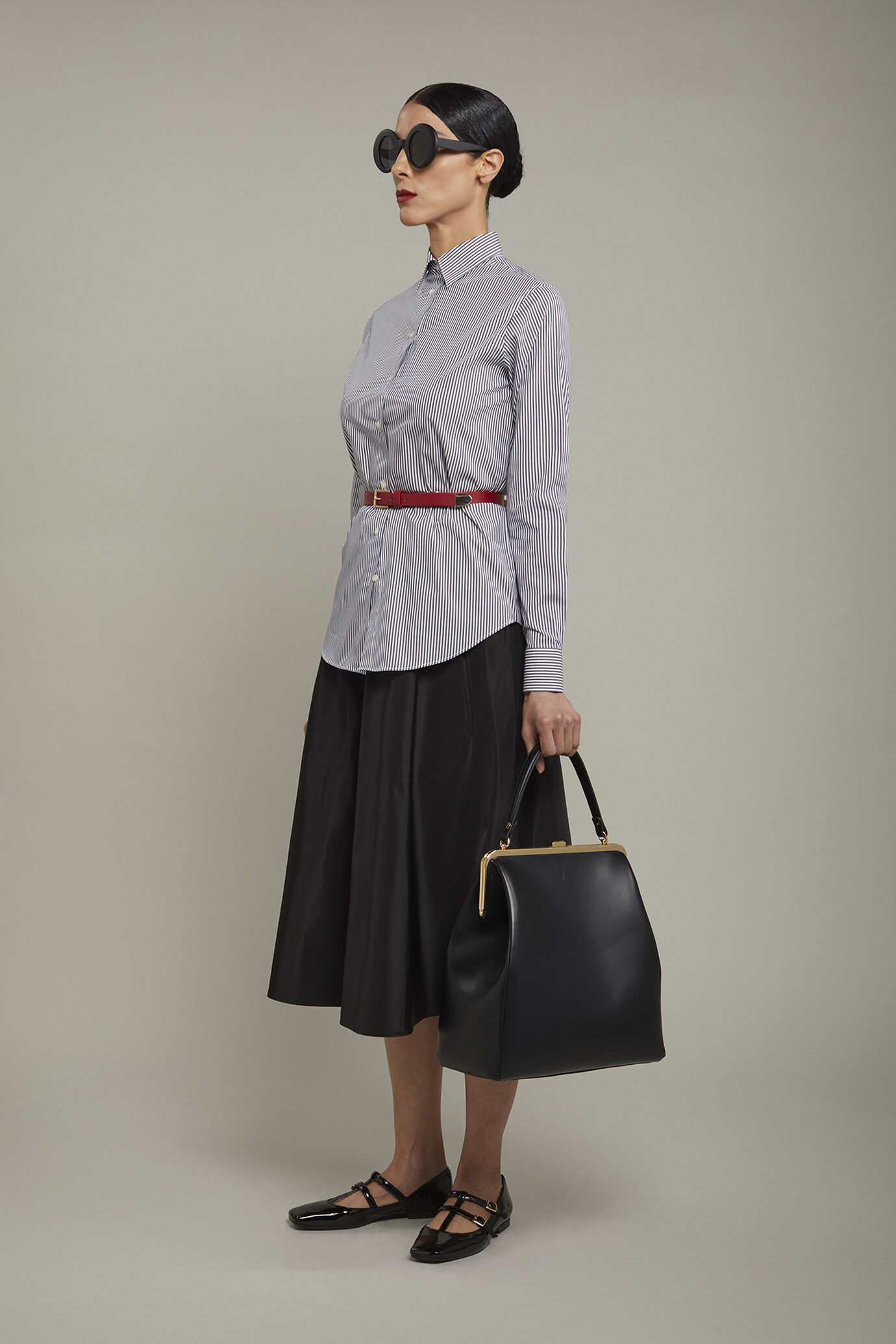 Camicia donna classica in cotone stretch disegno rigato image number 1