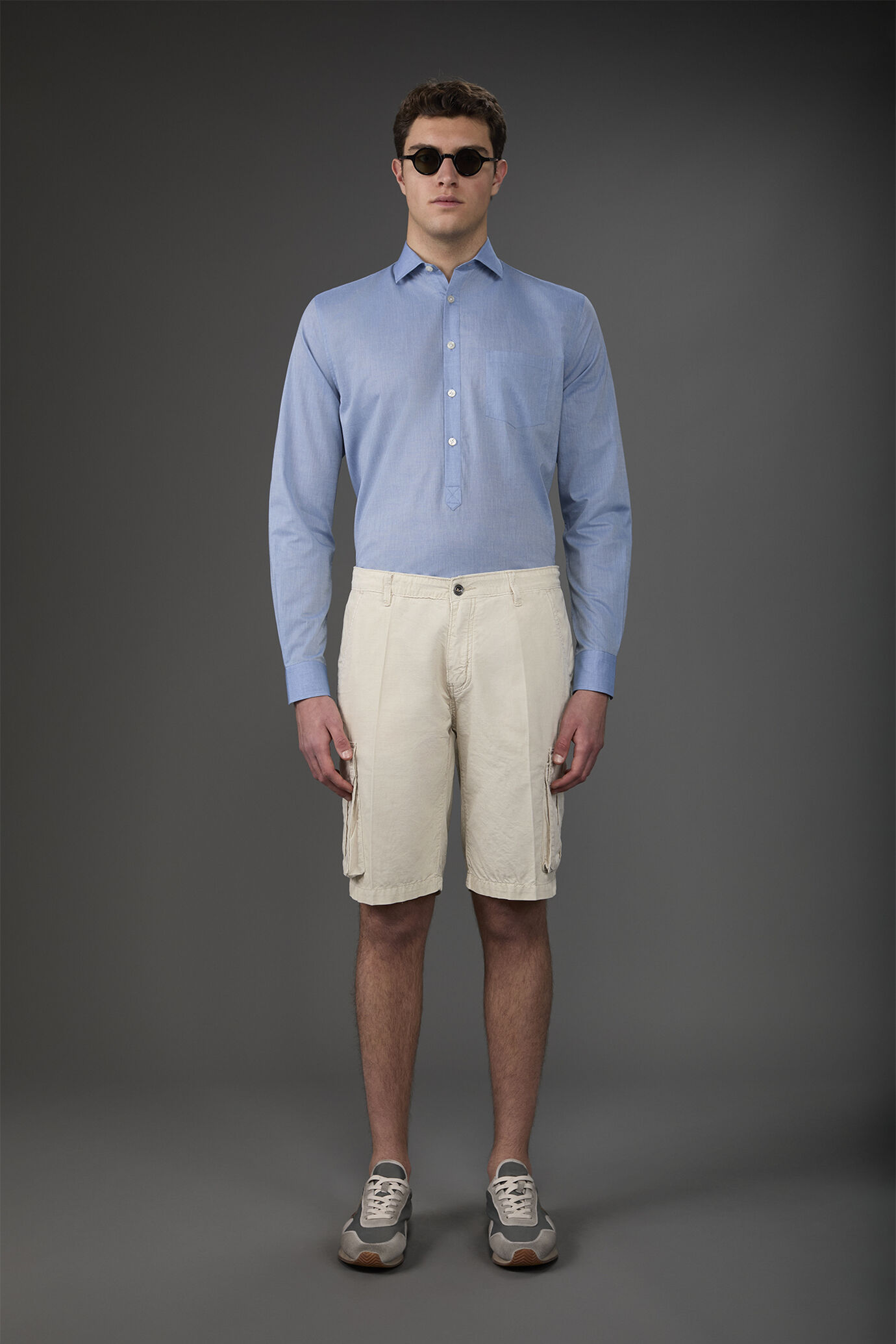 Camicia uomo casual button down nascosto tessuto in mussola lavato image number 2