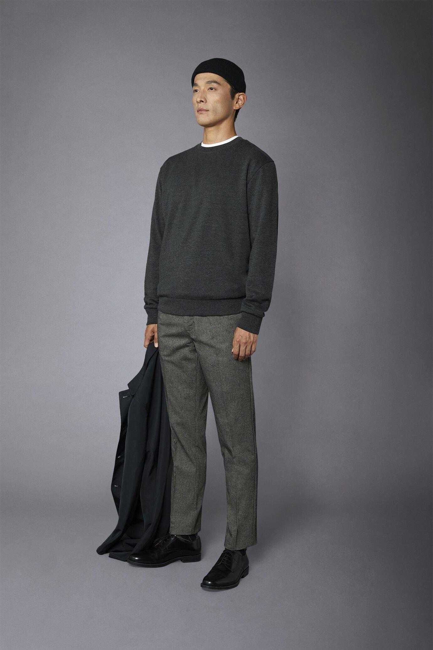 Pantalone chino uomo tessuto in cotone mano lana tweed regular fit image number 3