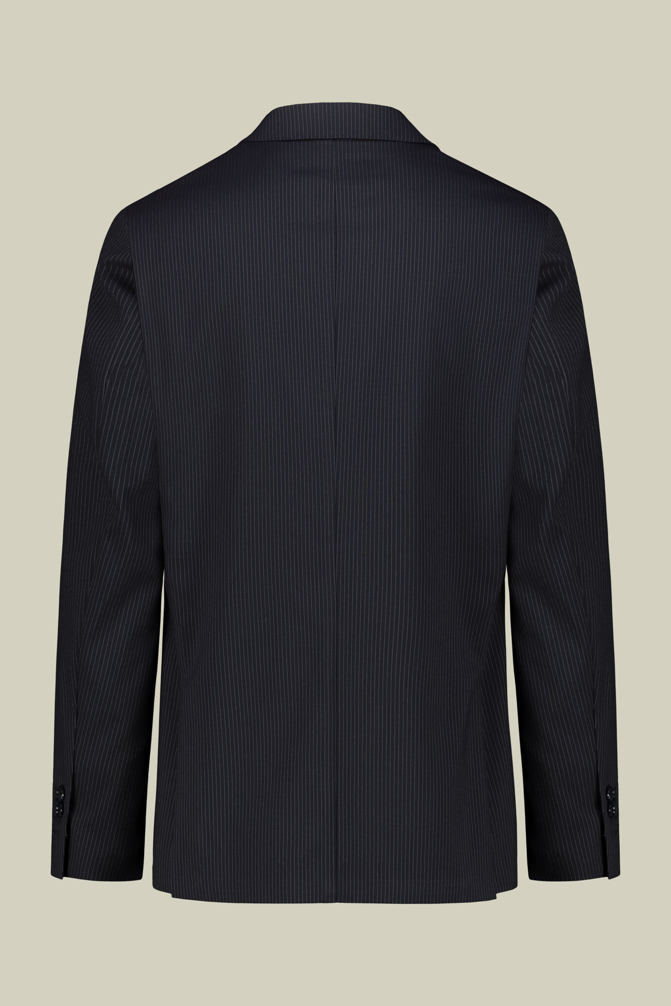 Single-breasted men's suit with flat front trousers in a pinstripe fabric image number 5
