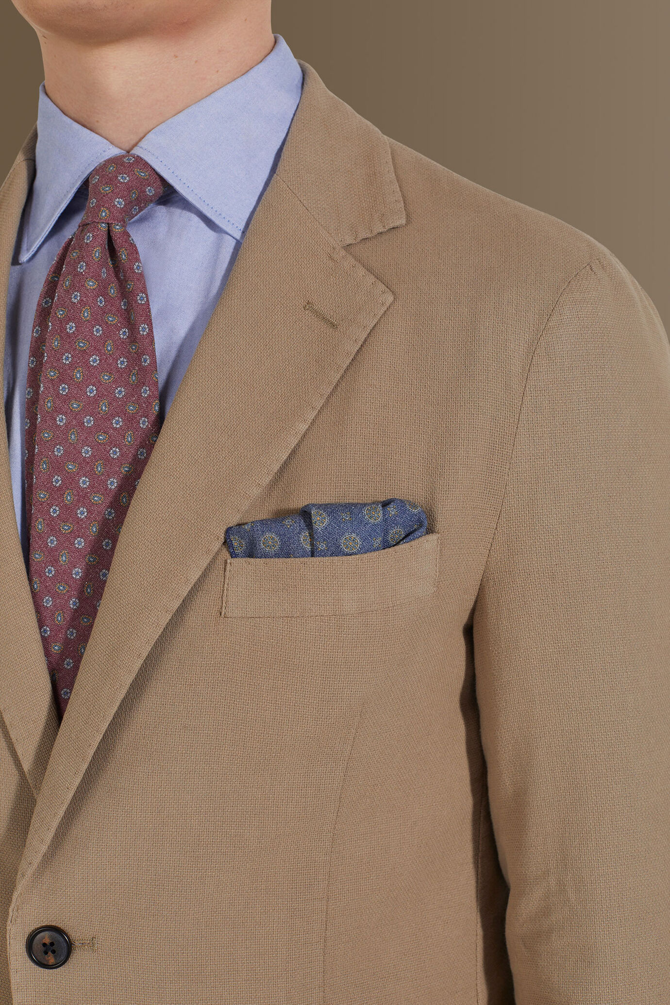 Giacca monopetto uomo con tasche a toppa tessuto lino e cotone image number 4