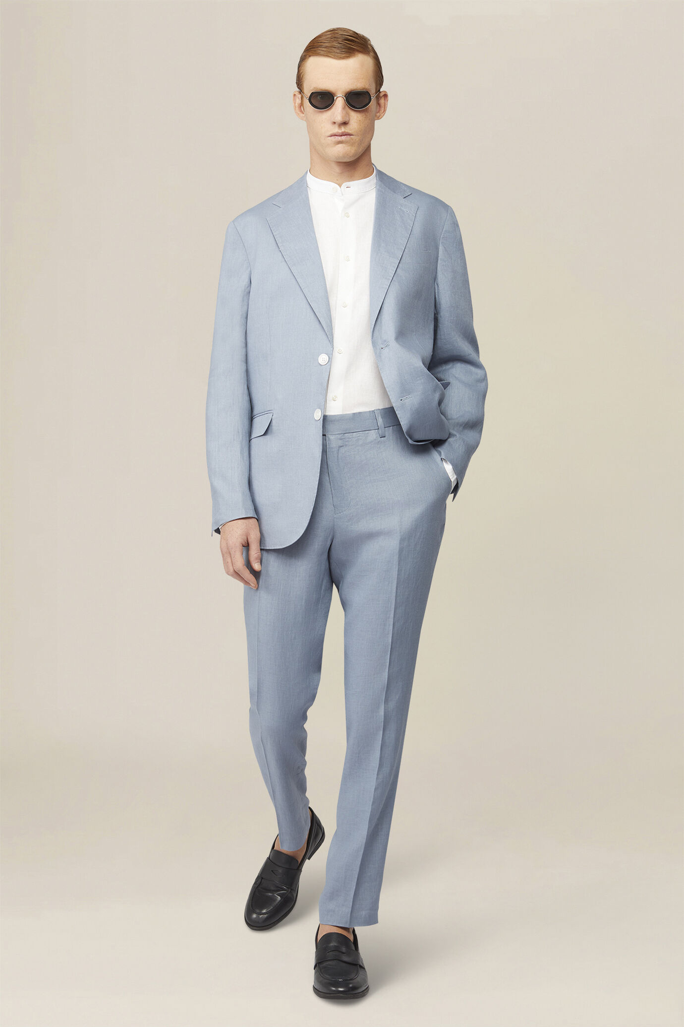 Abito uomo monopetto 100% lino regular fit image number 0